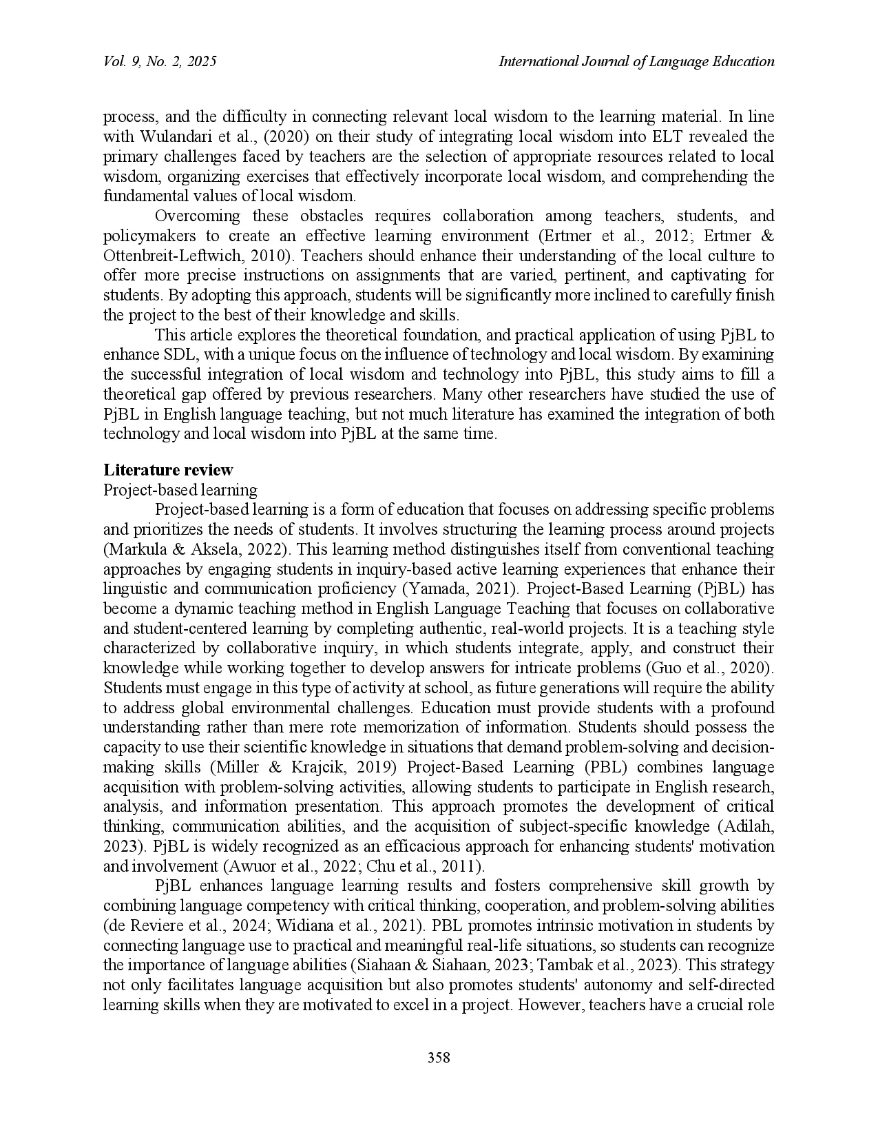 juris Blending Technology and Tradition PjBL in ELT to Foster Self Directed Learning