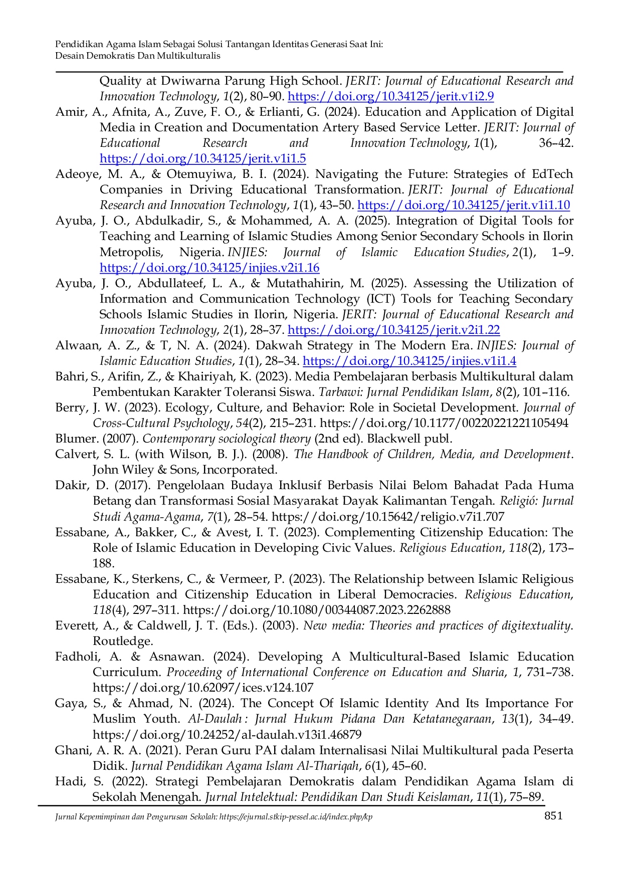 JURIS Pendidikan Agama Islam Sebagai Solusi Tantangan Identitas Generasi Saat Ini Desain Demokratis Dan Multikulturalis