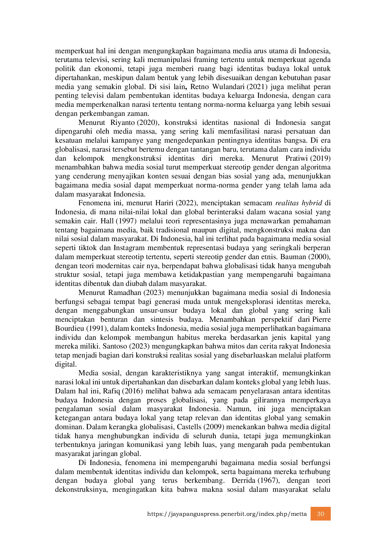 JURIS Konstruksi Realitas Sosial di Indonesia dalam Peran Media dan Identitas Budaya di Era Globalisasi