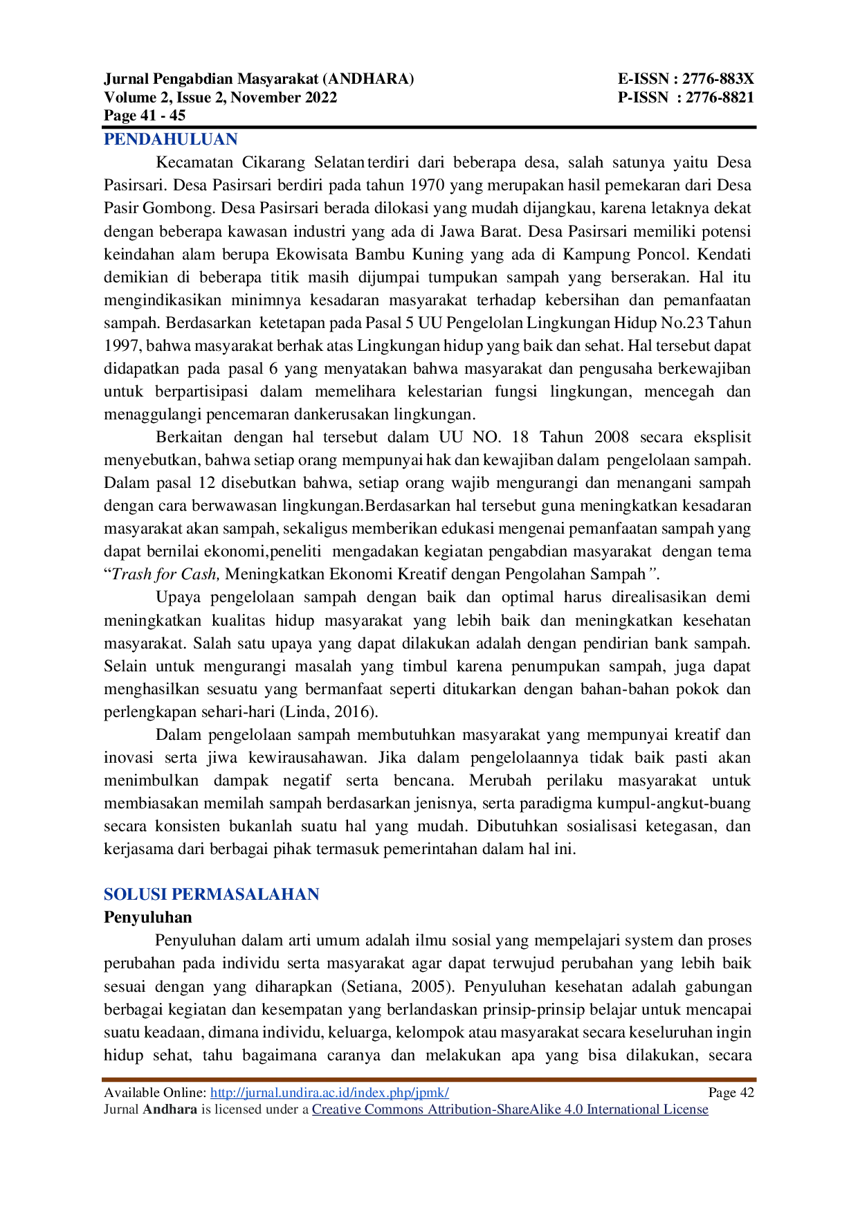 JURIS Penyuluhan Pengolahan Sampah Guna Meningkatkan Ekonomi Kreatif Desa Pasirsari