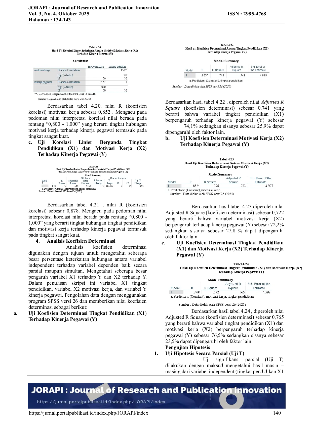 JURIS Pengaruh Tingkat Pendidikan Dan Motivasi Kerja Terhadap Kinerja Pegawai Pada Dinas Perpustakaan Dan Kearsipan Kota Tangerang Selatan