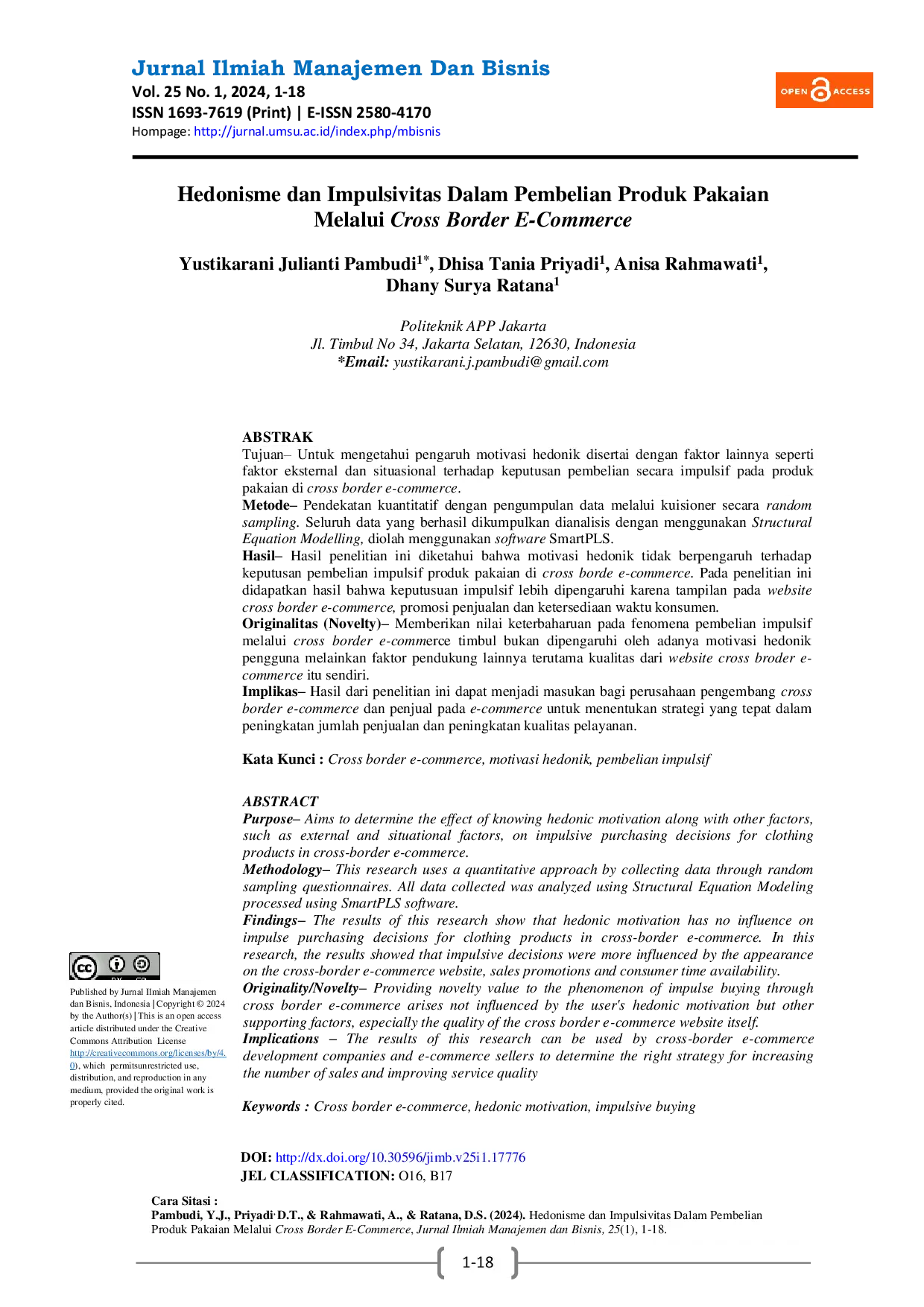 JURIS Hedonisme dan Impulsivitas Dalam Pembelian Produk Pakaian Melalui Cross Border E Commerce