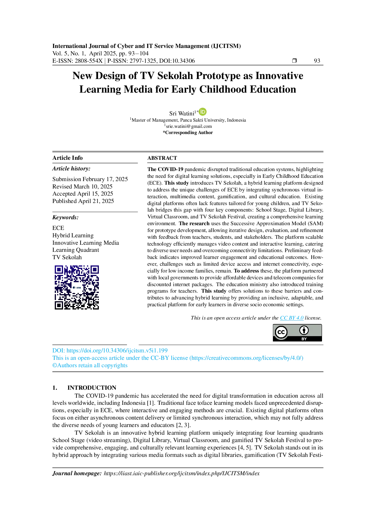 JURIS New Design of TV Sekolah Prototype as Innovative Learning Media for Early Childhood Education