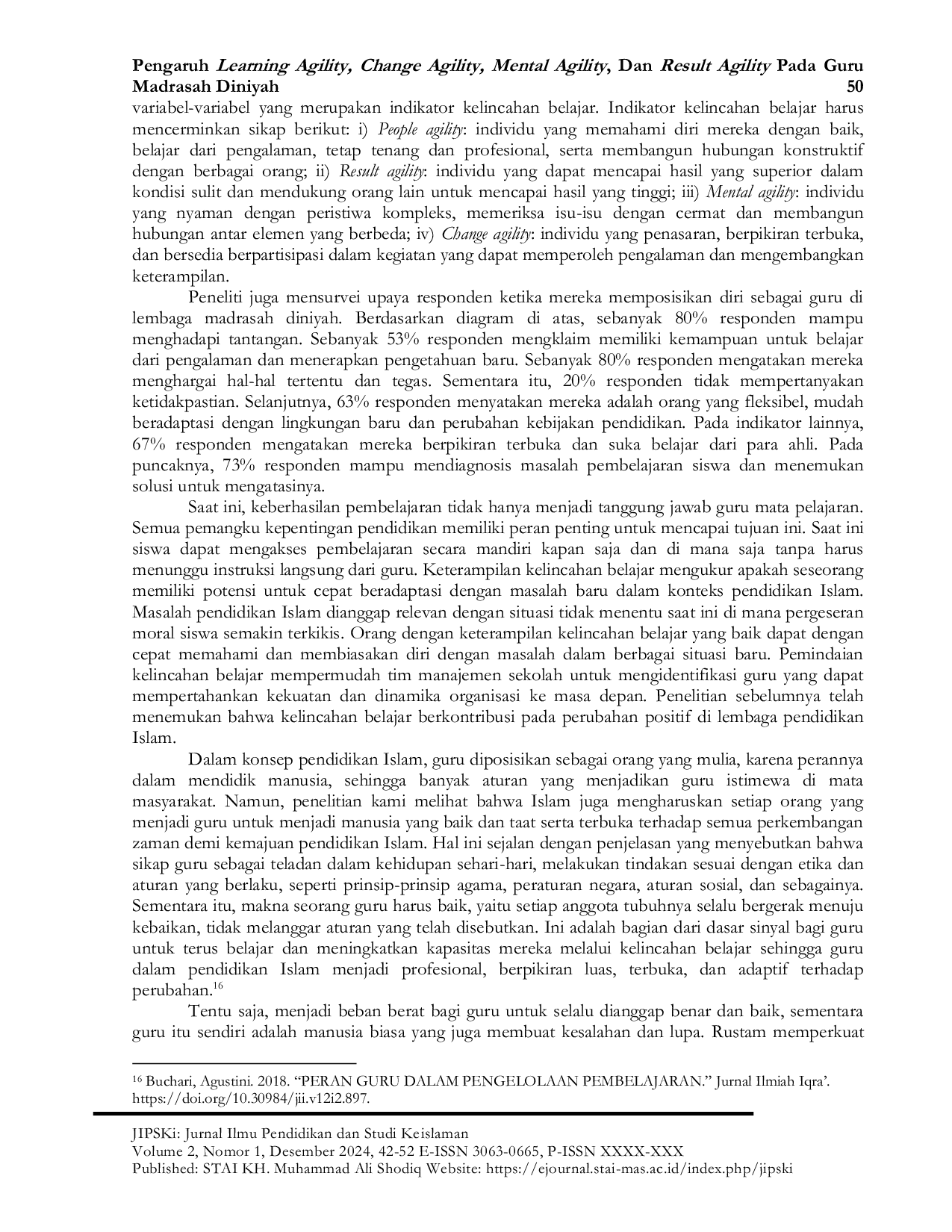 JURIS Pengaruh Learning Agility Change Agility Mental Agility Dan Result Agility Pada Guru Madrasah Diniyah