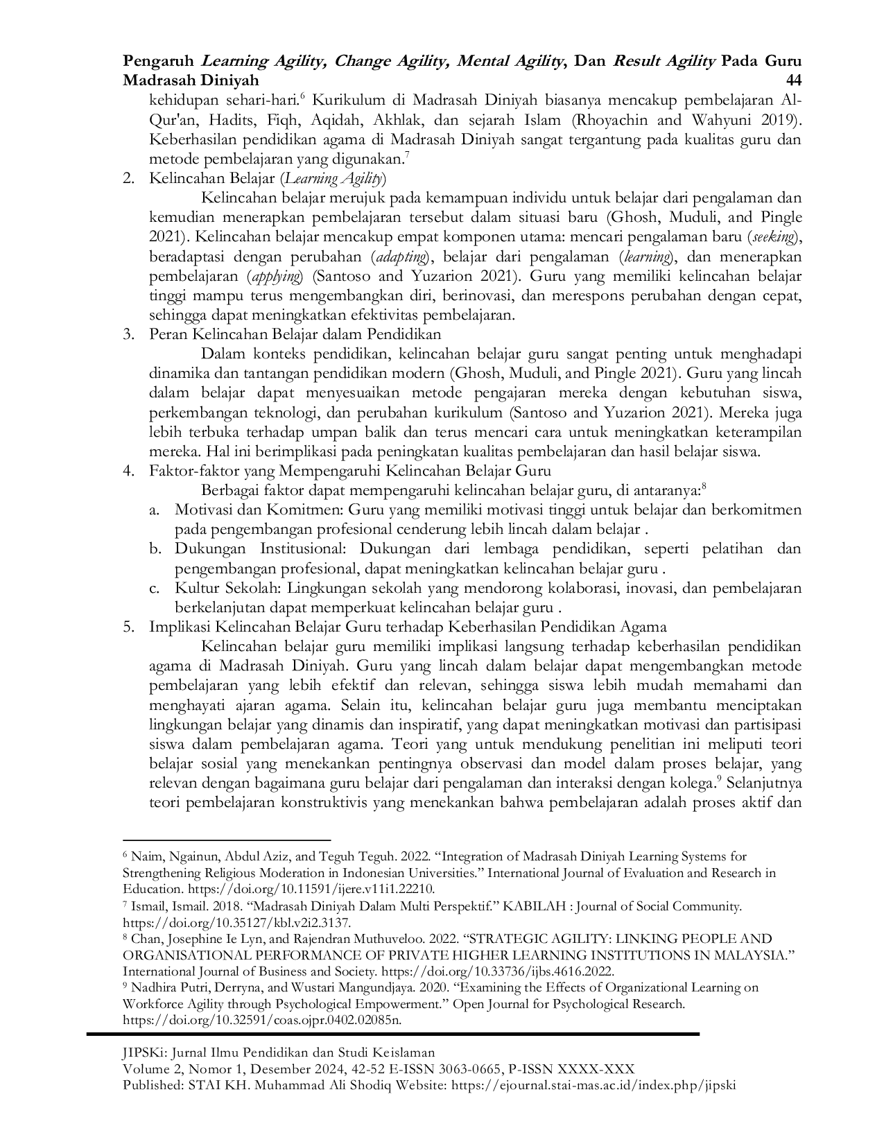 JURIS Pengaruh Learning Agility Change Agility Mental Agility Dan Result Agility Pada Guru Madrasah Diniyah