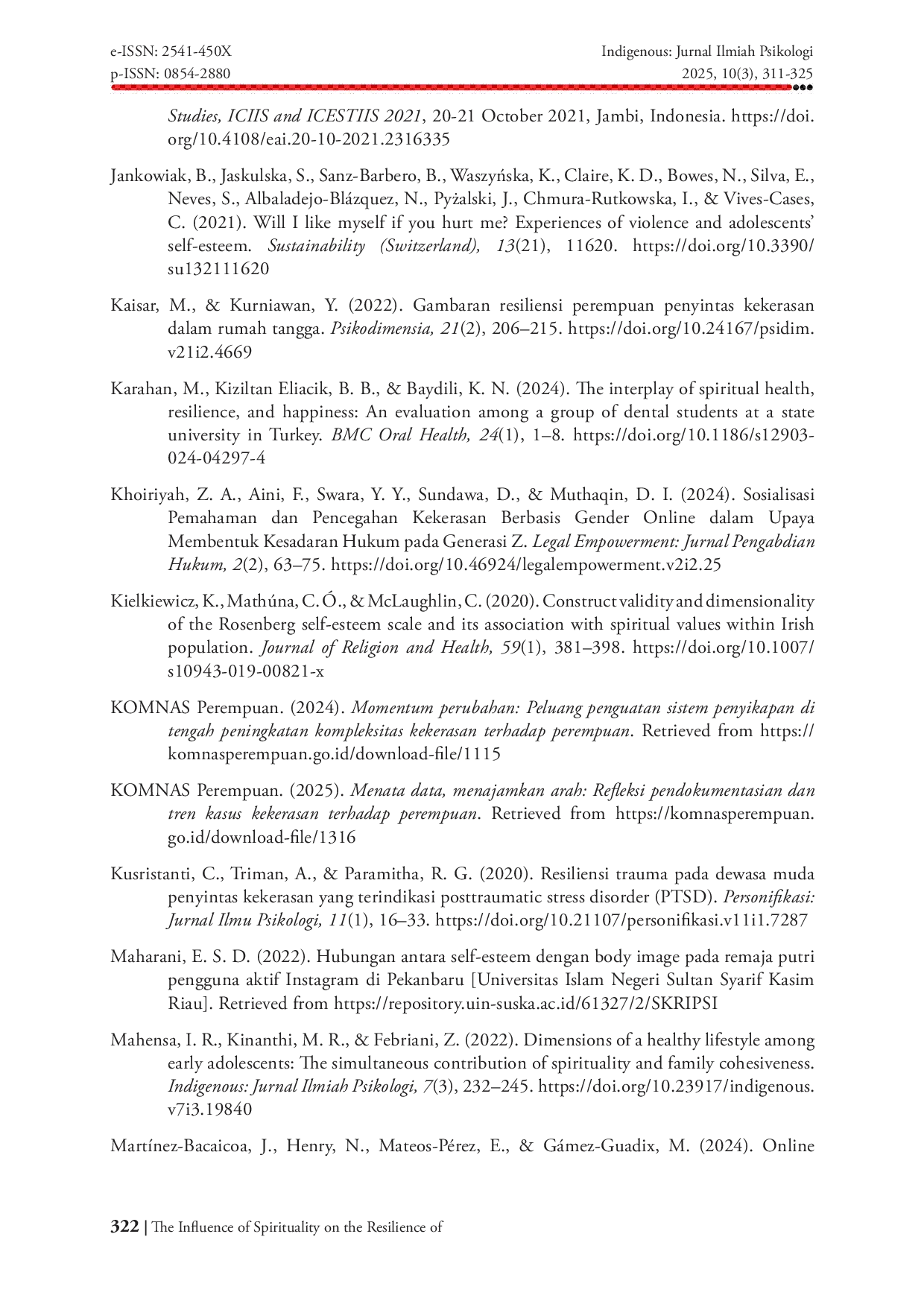 JURIS The Influence of Spirituality on the Resilience of Victims of Online Gender Based Violence in Early Adulthood Self Esteem Mediation