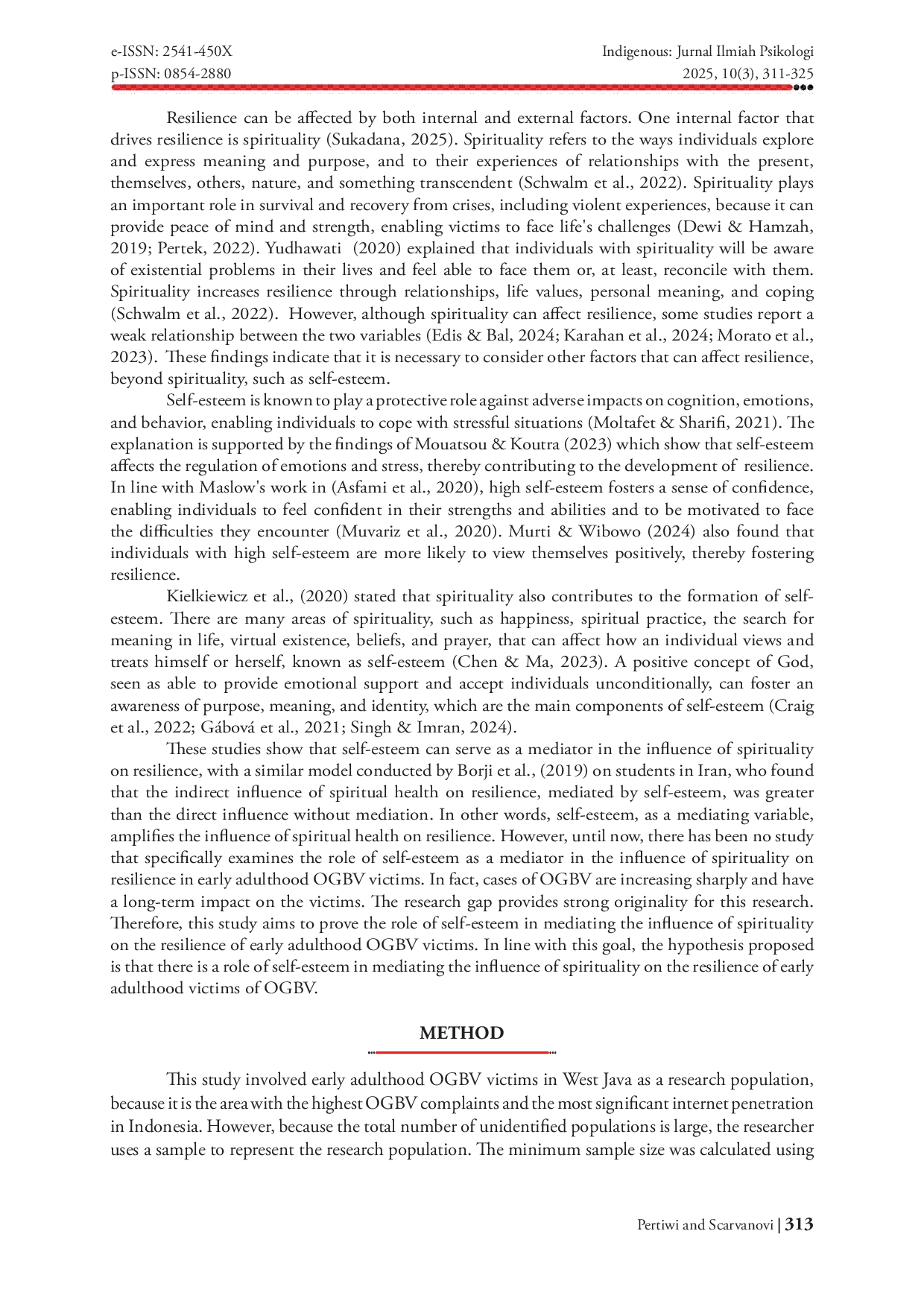 JURIS The Influence of Spirituality on the Resilience of Victims of Online Gender Based Violence in Early Adulthood Self Esteem Mediation