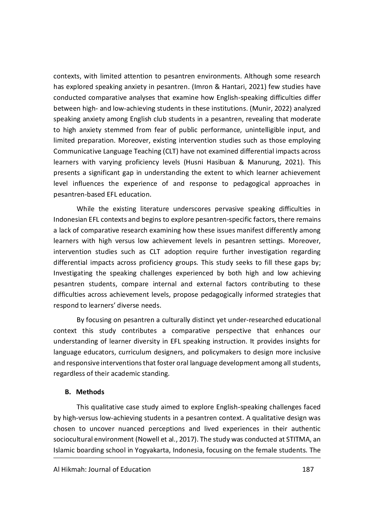 JURIS Speaking Challenges of High and Low Achieving EFL Students in Indonesian Pesantren A Comparative Study