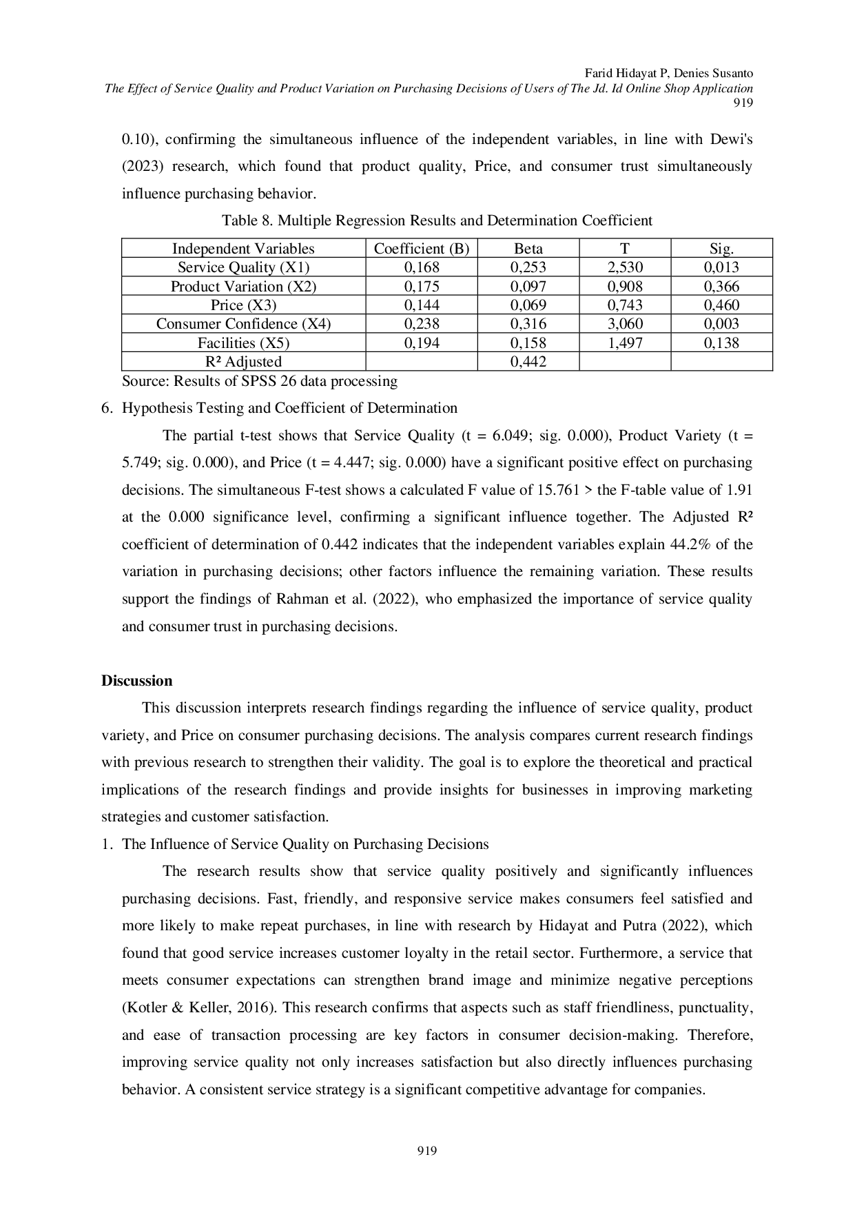 JURIS The Effect of Service Quality and Product Variation on Purchasing Decisions of Users of The Jd Id Online Shop Application
