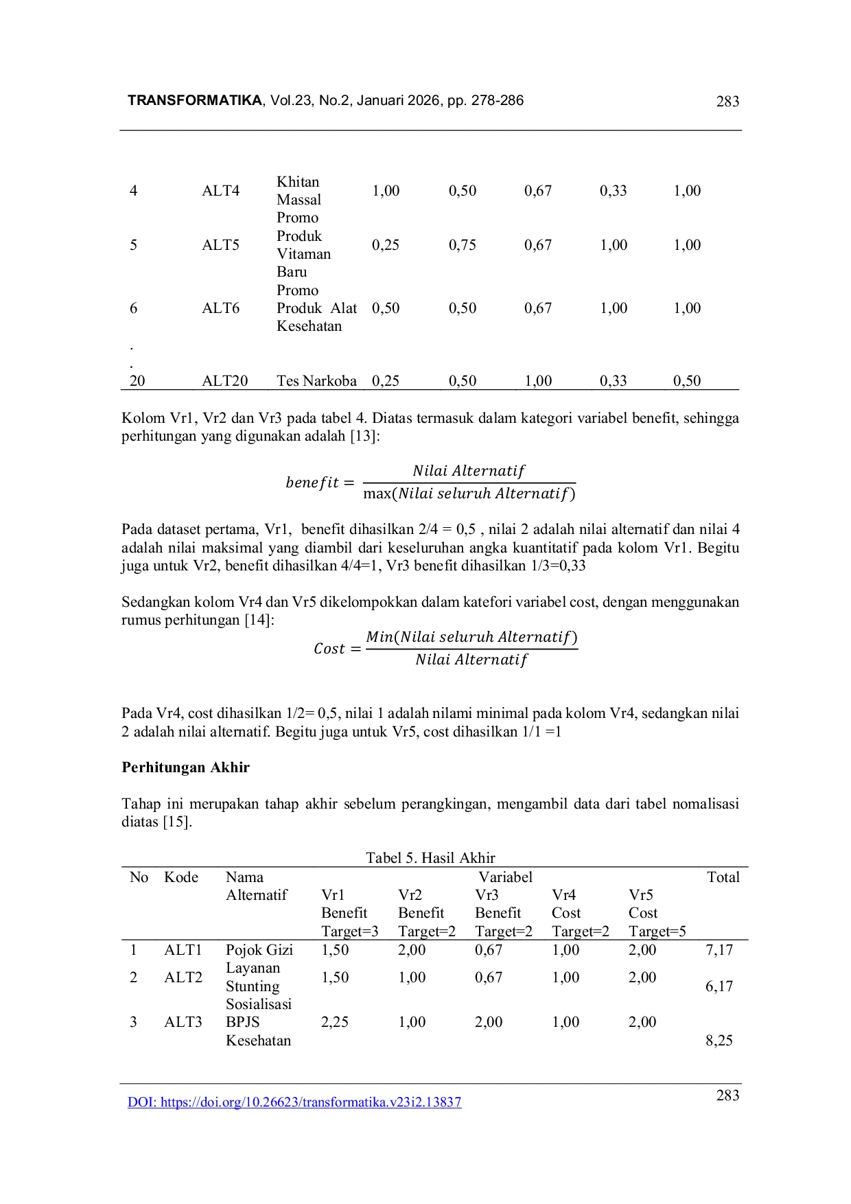JURIS Simple Additive Weighting Untuk Prioritas Peminjaman Area Promosi Produk Kesehatan Pada Klinik Utama Sari Medika