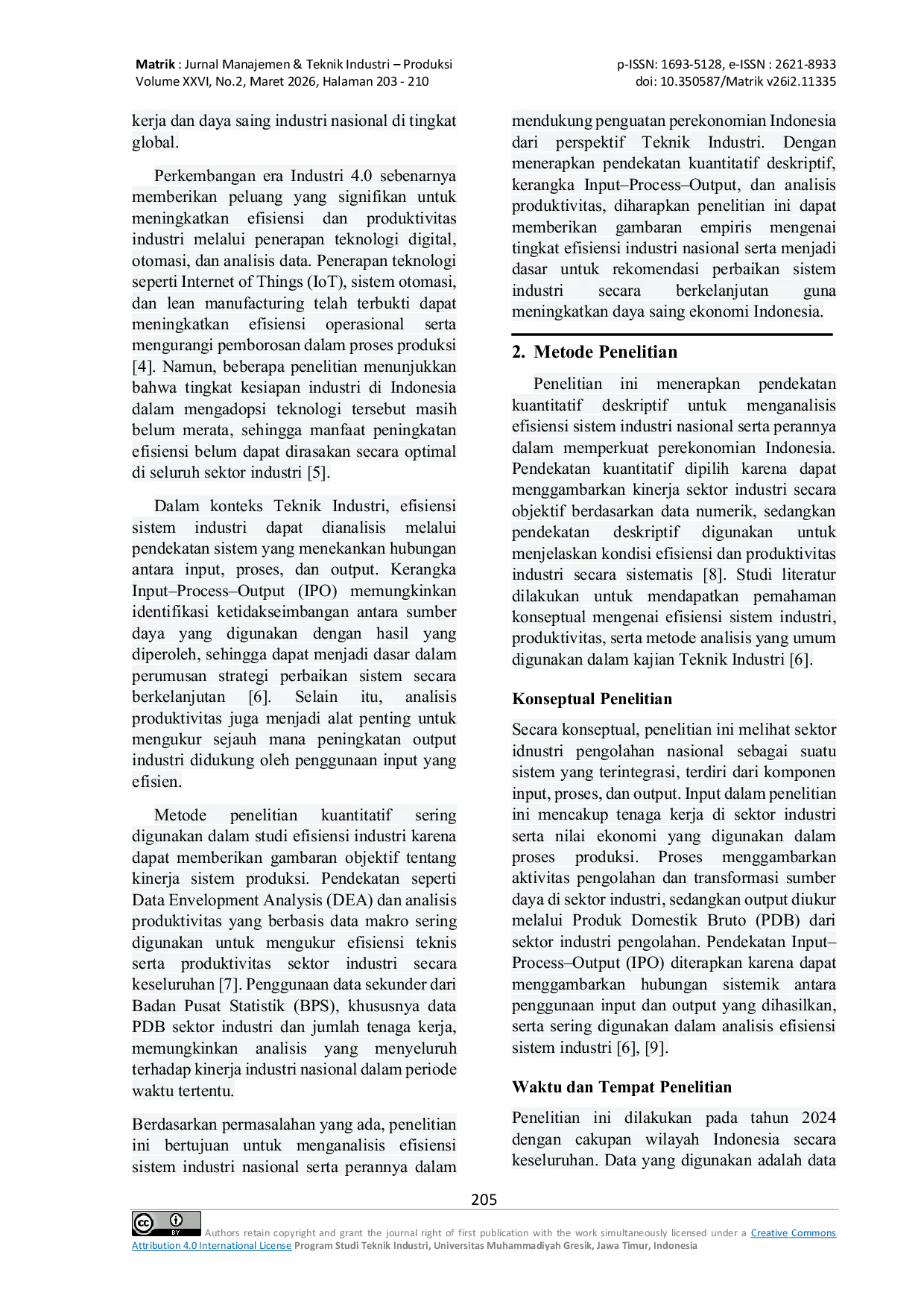 JURIS Analisis Efisiensi Sistem Industri Nasional dalam Mendukung Penguatan Perekonomian Indonesia Perpektif Teknik Industri