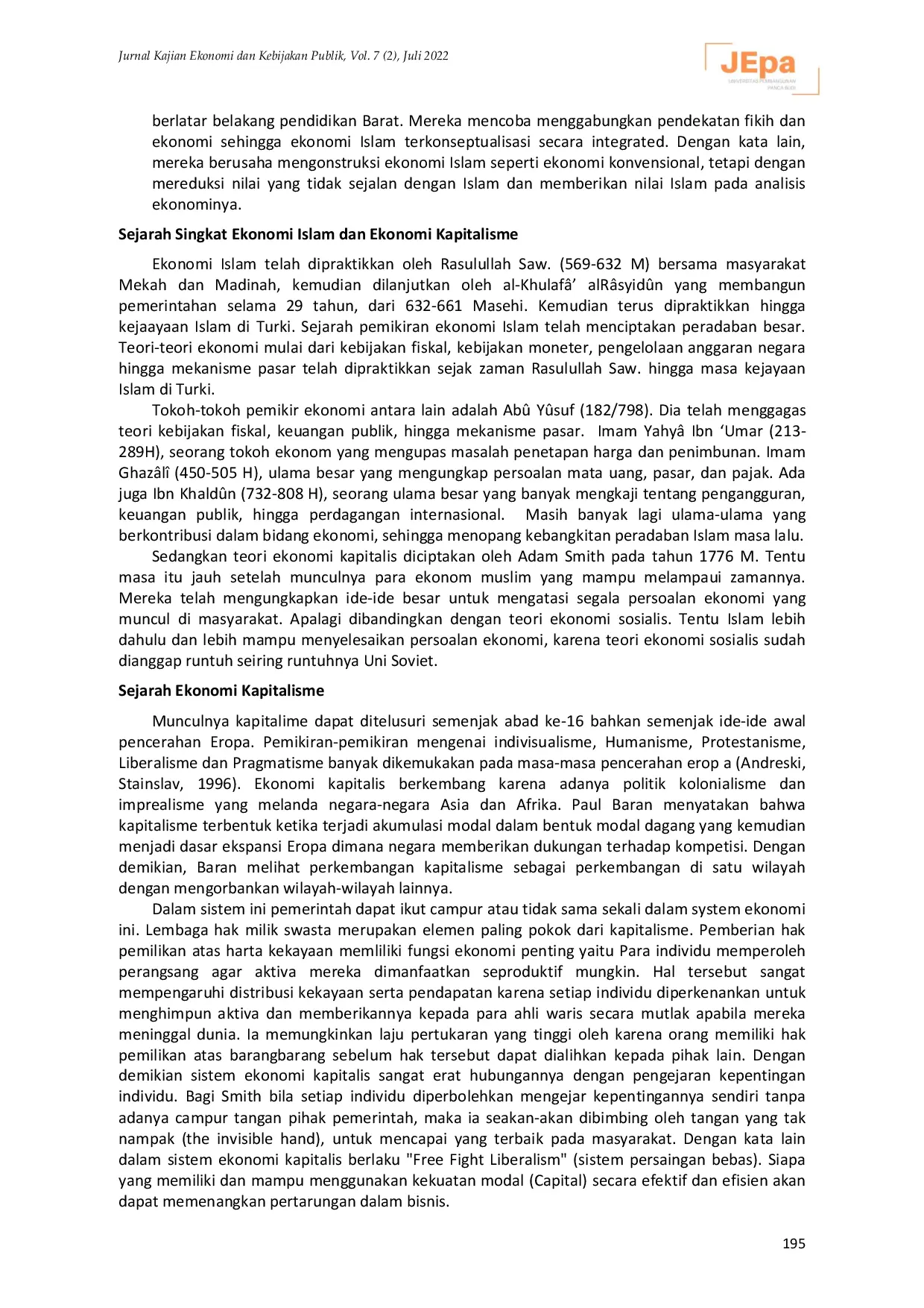JURIS Perbandingan Antara Ekonomi Islam dengan Ekonomi Kapitalisme