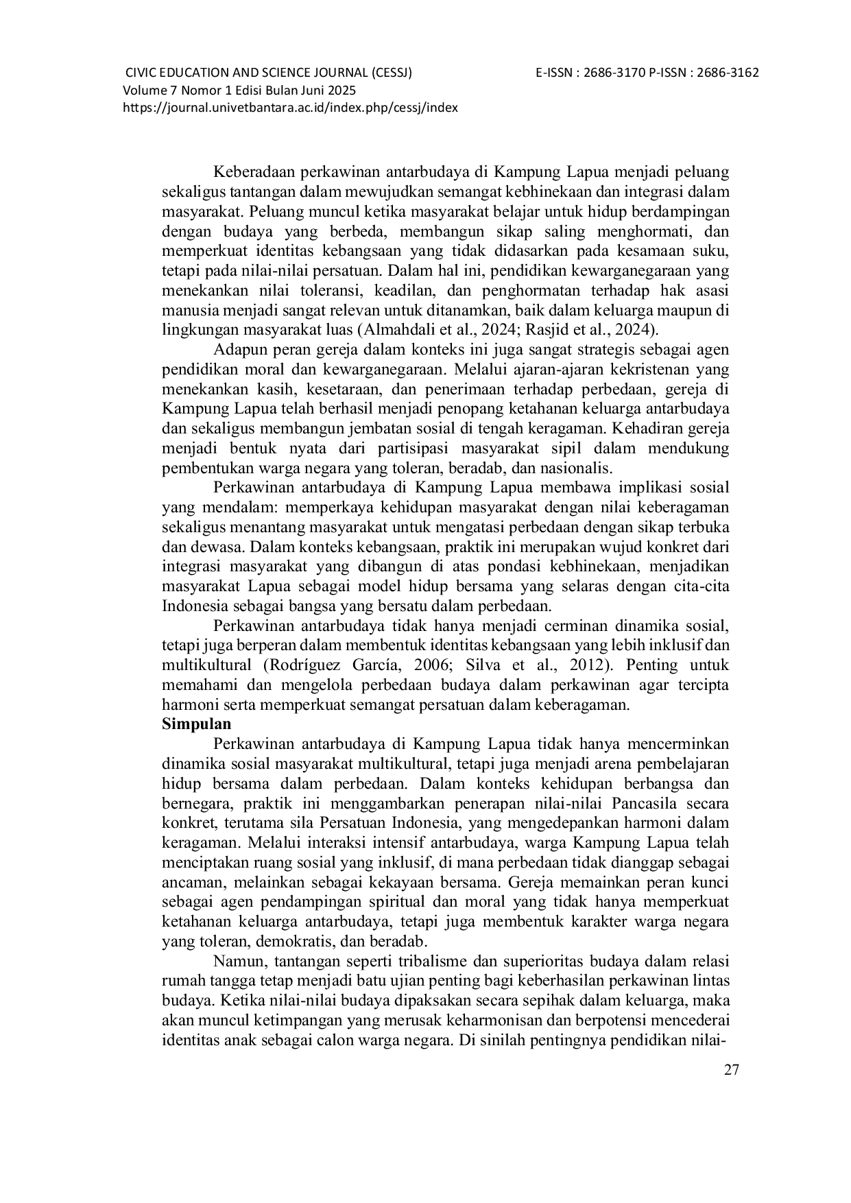 JURIS Perkawinan Antarbudaya Dan Tantangan Kewargaan Analisis Kritis atas Realitas Sosial di Kampung Lapua