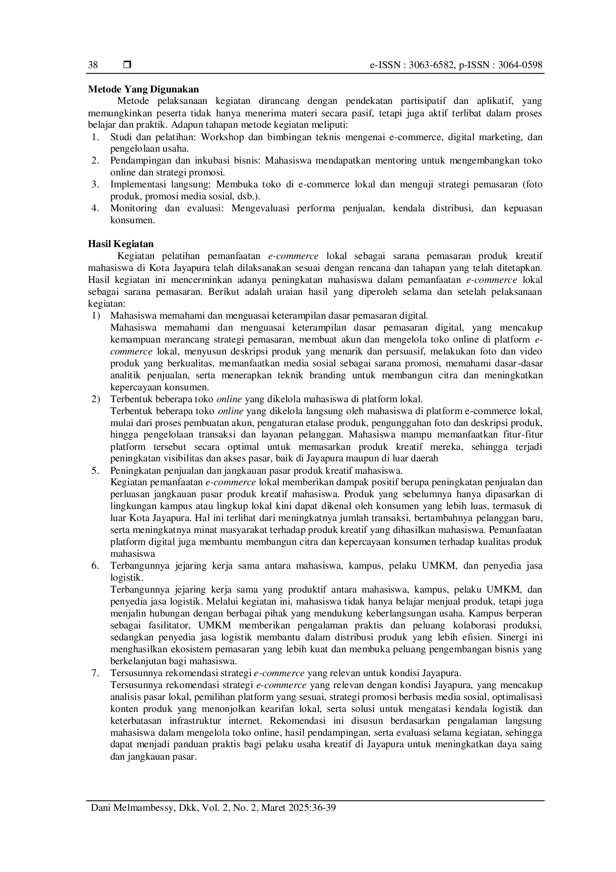 JURIS Pemanfaatan E Commerce Lokal Sebagai Sarana Pemasaran Produk Kreatif Mahasiswa Di Kota Jayapura