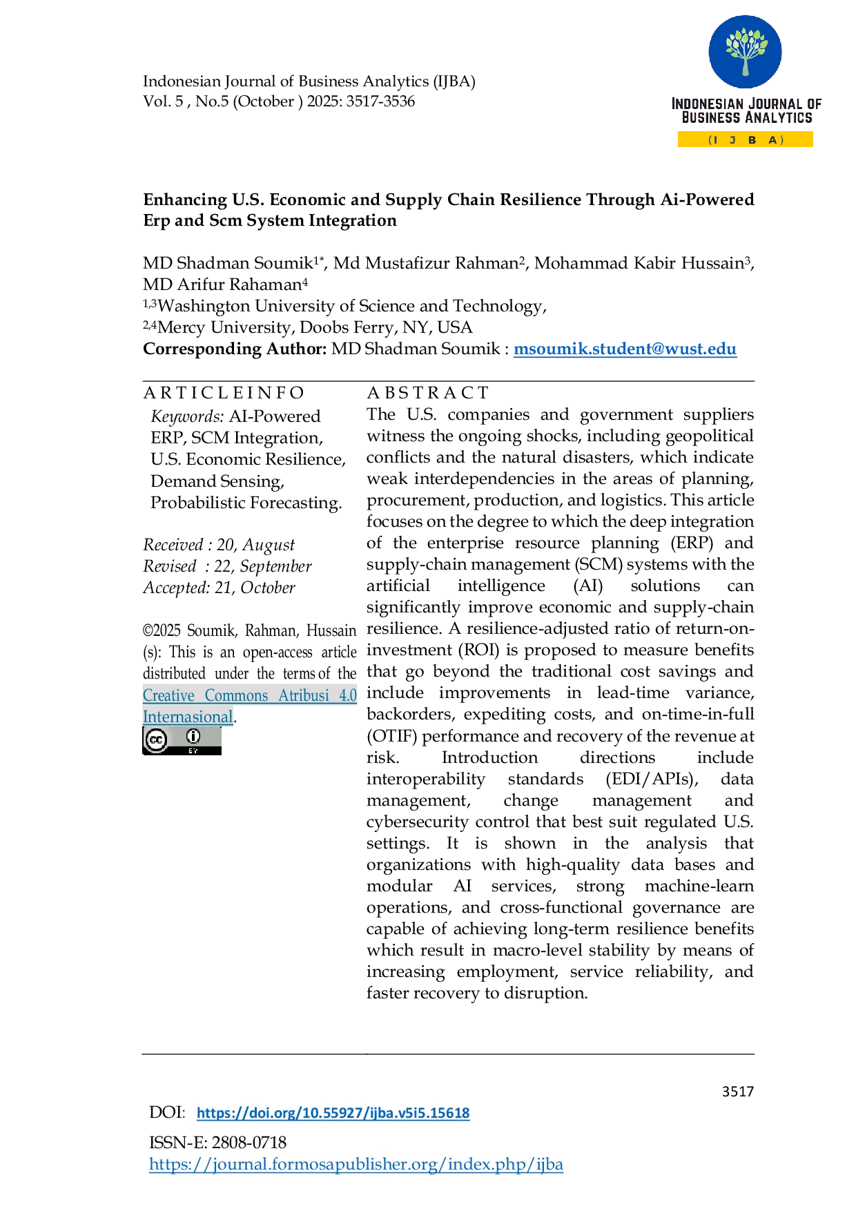 JURIS Enhancing U S Economic and Supply Chain Resilience Through Ai Powered Erp and Scm System Integration