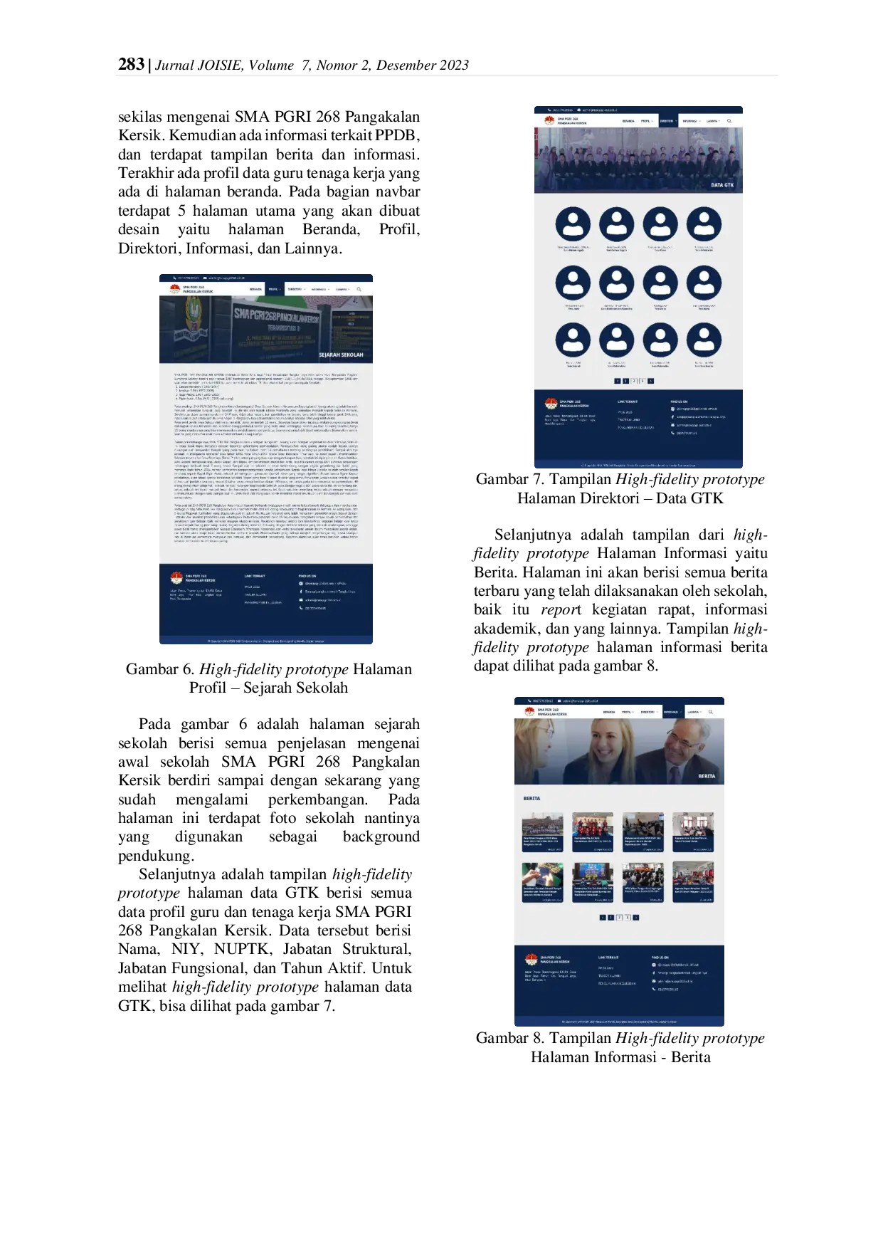JURIS Perancangan UI UX Website SMA PGRI 268 Pangkalan Kersik Menggunakan Metode Human Centered Design