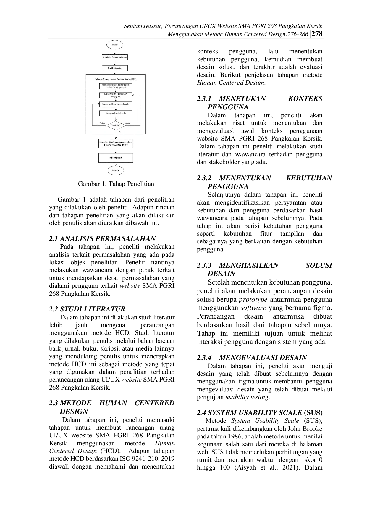 JURIS Perancangan UI UX Website SMA PGRI 268 Pangkalan Kersik Menggunakan Metode Human Centered Design