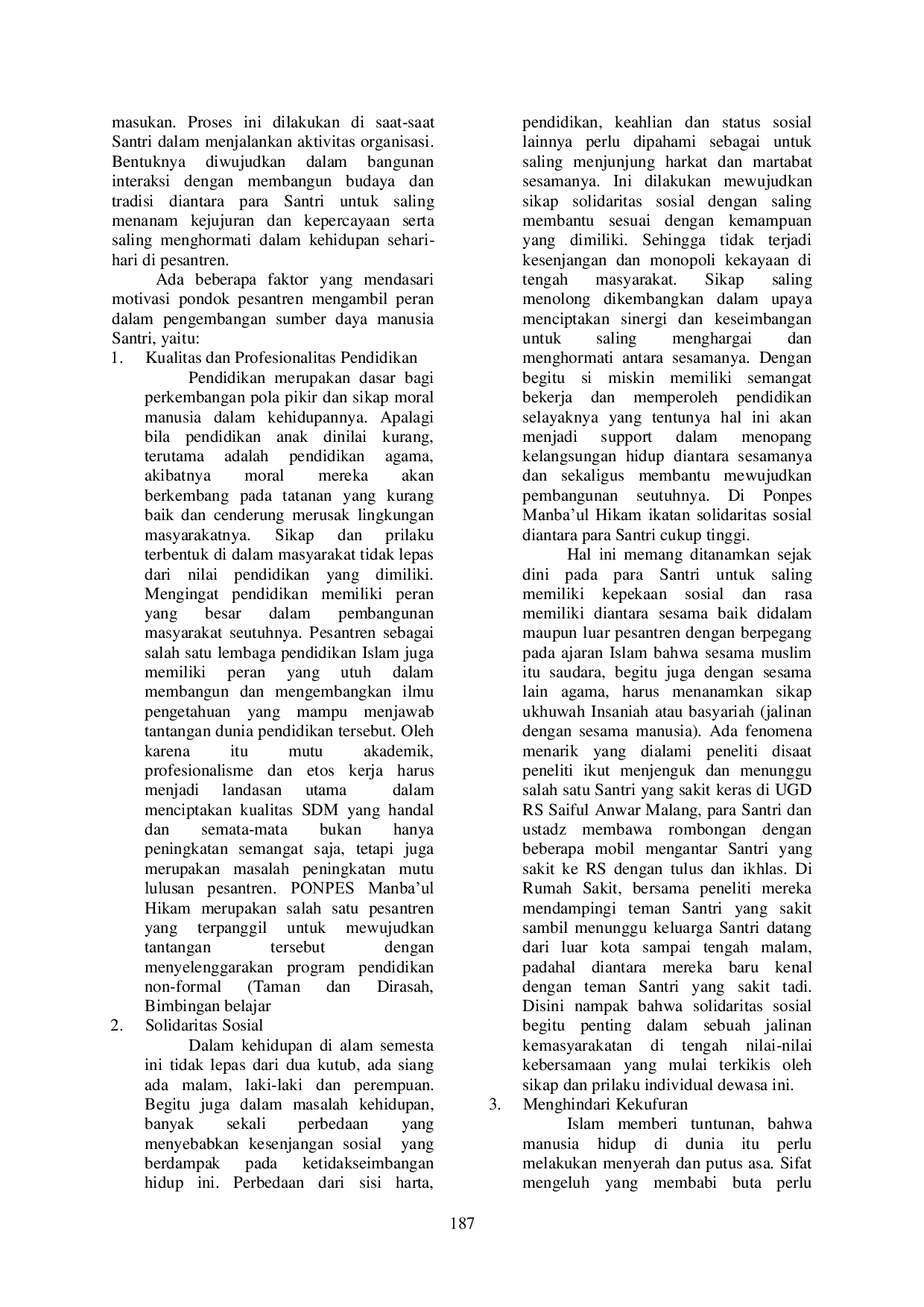 JURIS PENGEMBANGAN SDM DALAM MENINGKATKAN KUALITAS PENDIDIK DAN TATA KELOLA SISTEM PENGAJARAN DI PONDOK PESANTREN MANBA UL HIKAM PUTAT SIDOARJO Human resource development in improving the quality of educat