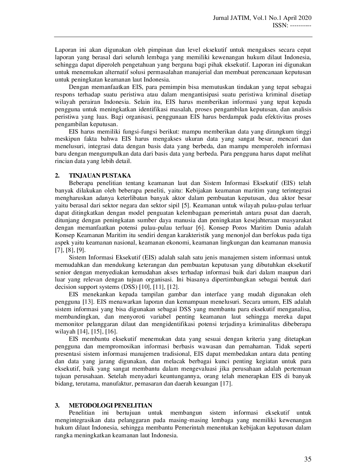 JURIS Executive Information System Eis Untuk Monitor Tingkat Kejahatan Di Laut Indonesia