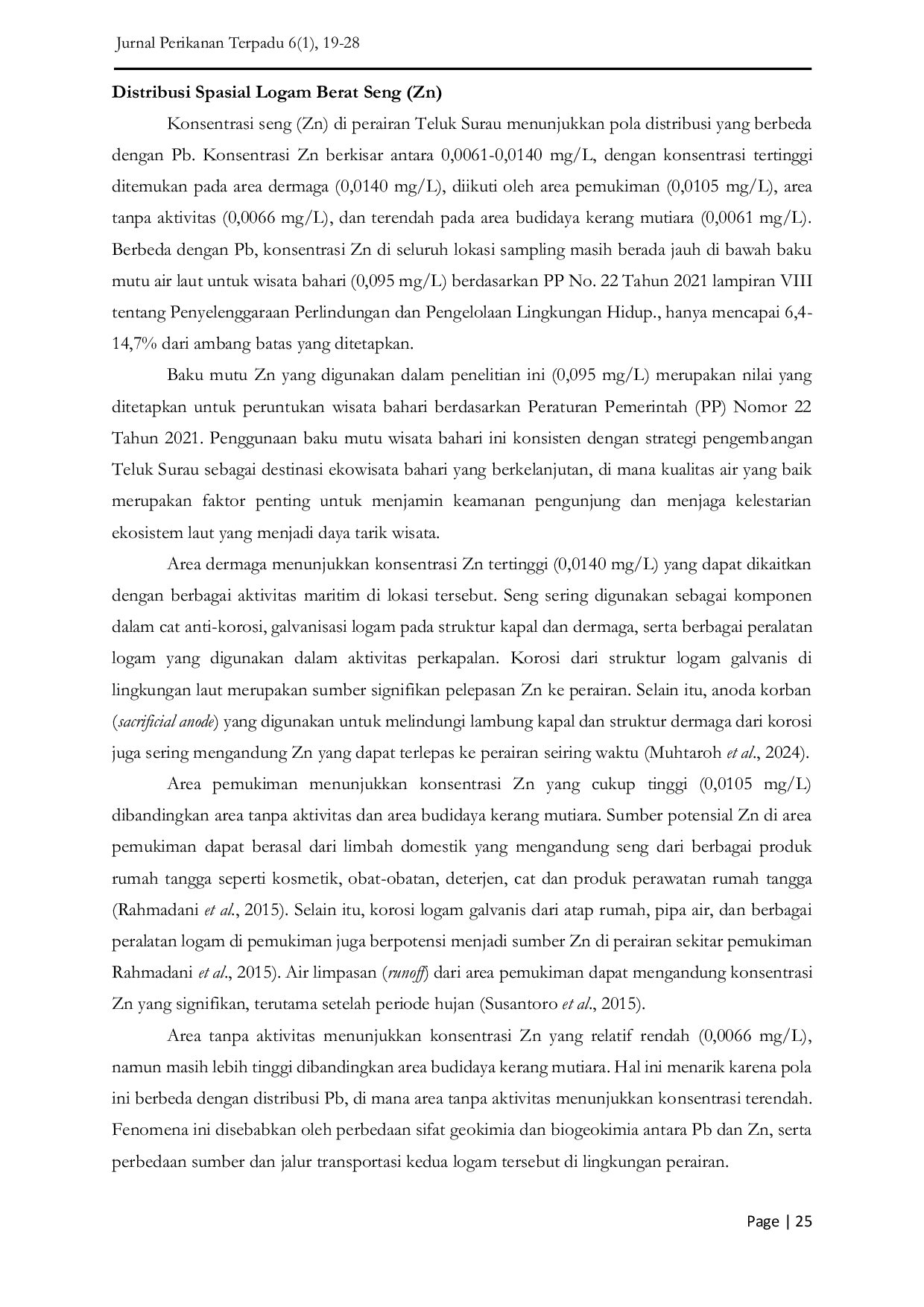 JURIS Analisis Kadar Logam Berat Timbal Pb dan Seng Zn pada Perairan Pesisir Pulau Lemukutan Kabupaten Bengkayang