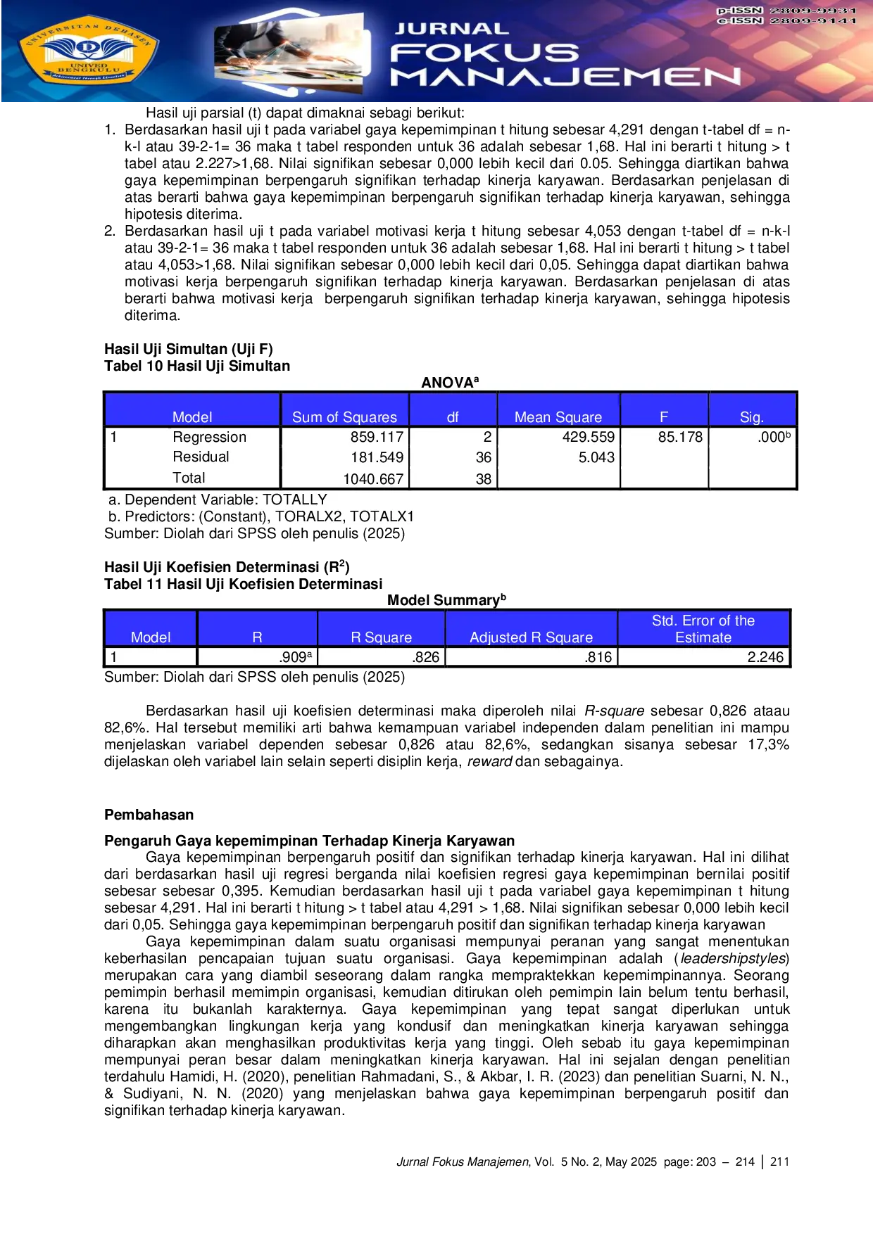 JURIS The Effect Of Leadership Style And Work Motivation On Employee Performance At Bank Rakyat Indonesia Cemara Unit