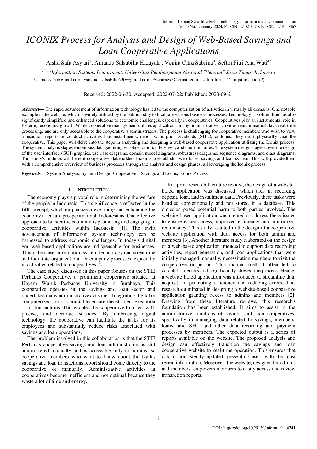 JURIS ICONIX Process for Analysis and Design of Web Based Savings and Loan Cooperative Applications