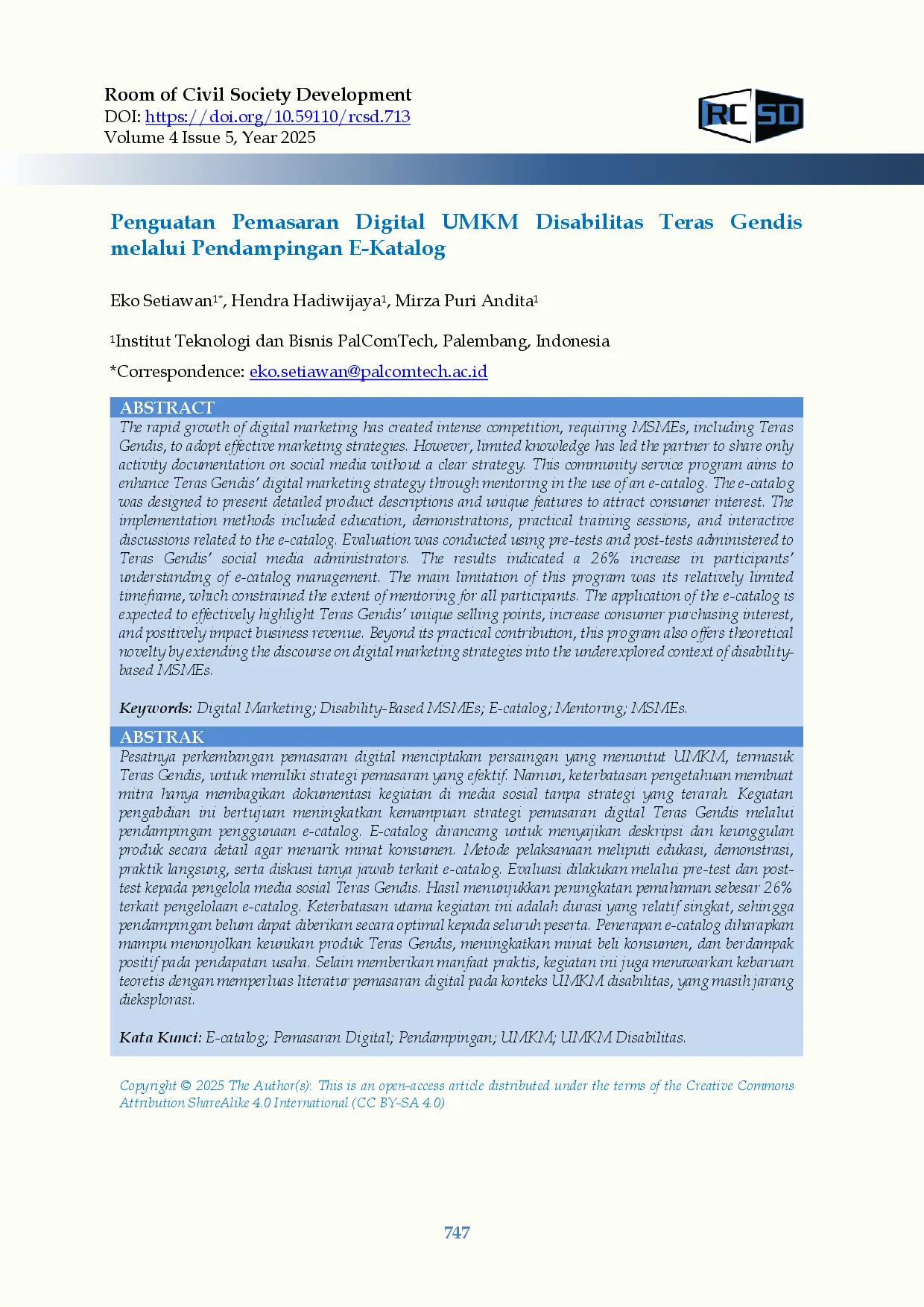 juris Penguatan Pemasaran Digital UMKM Disabilitas Teras Gendis Melalui Pendampingan E Katalog