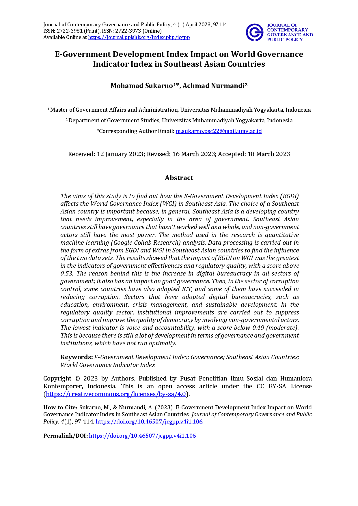 juris E Government Development Index Impact On World Governance Indicator Index In Southeast Asian Countries