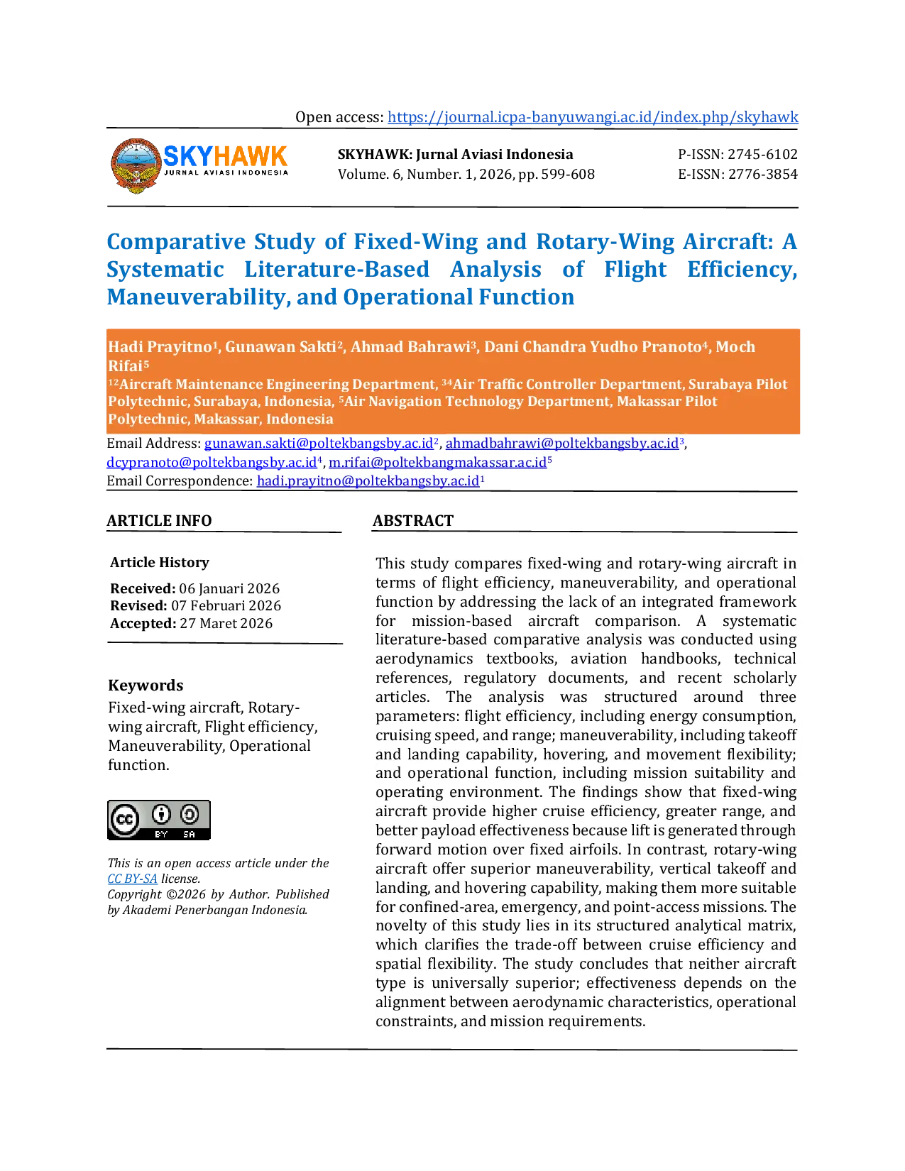 JURIS Comparative Study of Fixed Wing and Rotary Wing Aircraft A Systematic Literature Based Analysis of Flight Efficiency Maneuverability and Operational Function