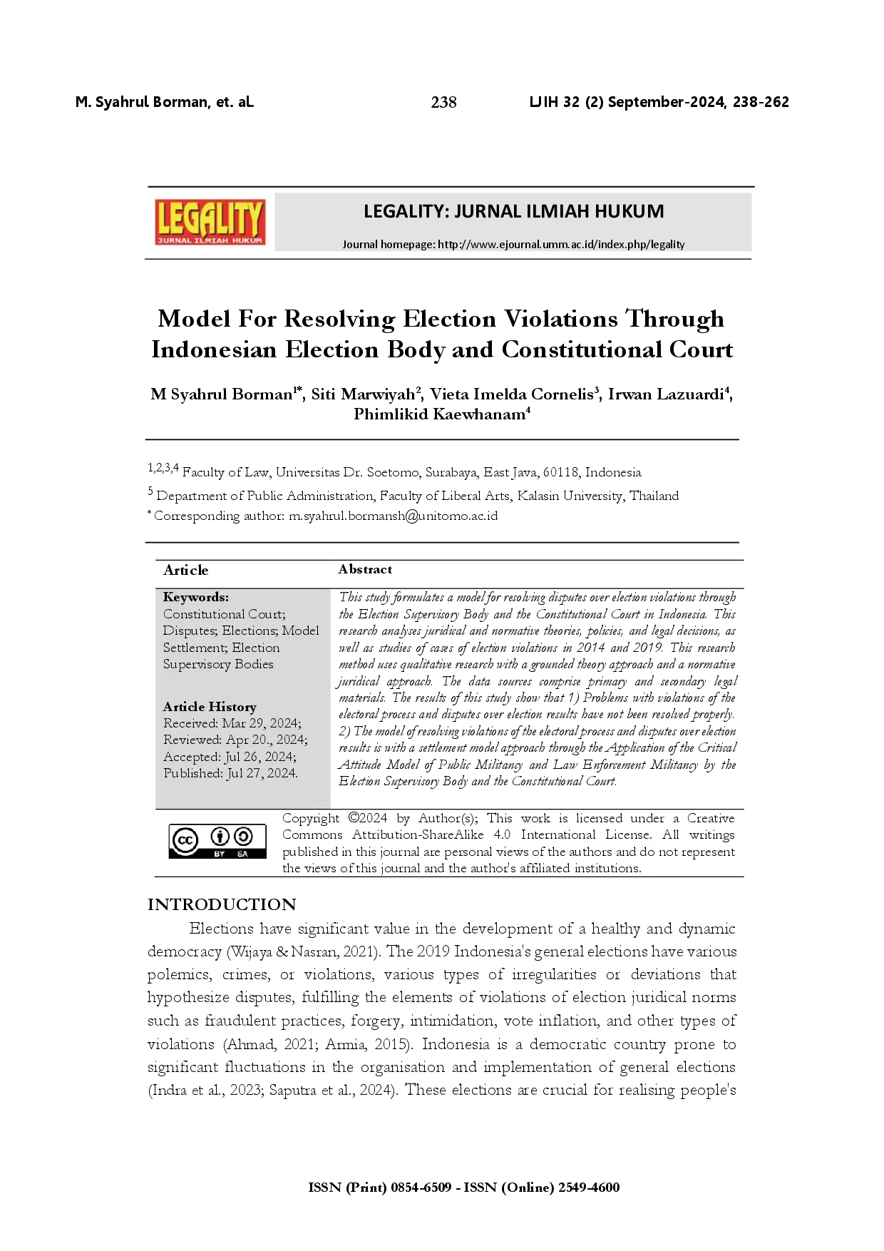 juris Model for resolving election violations through Indonesian Election Body and Constitutional Court