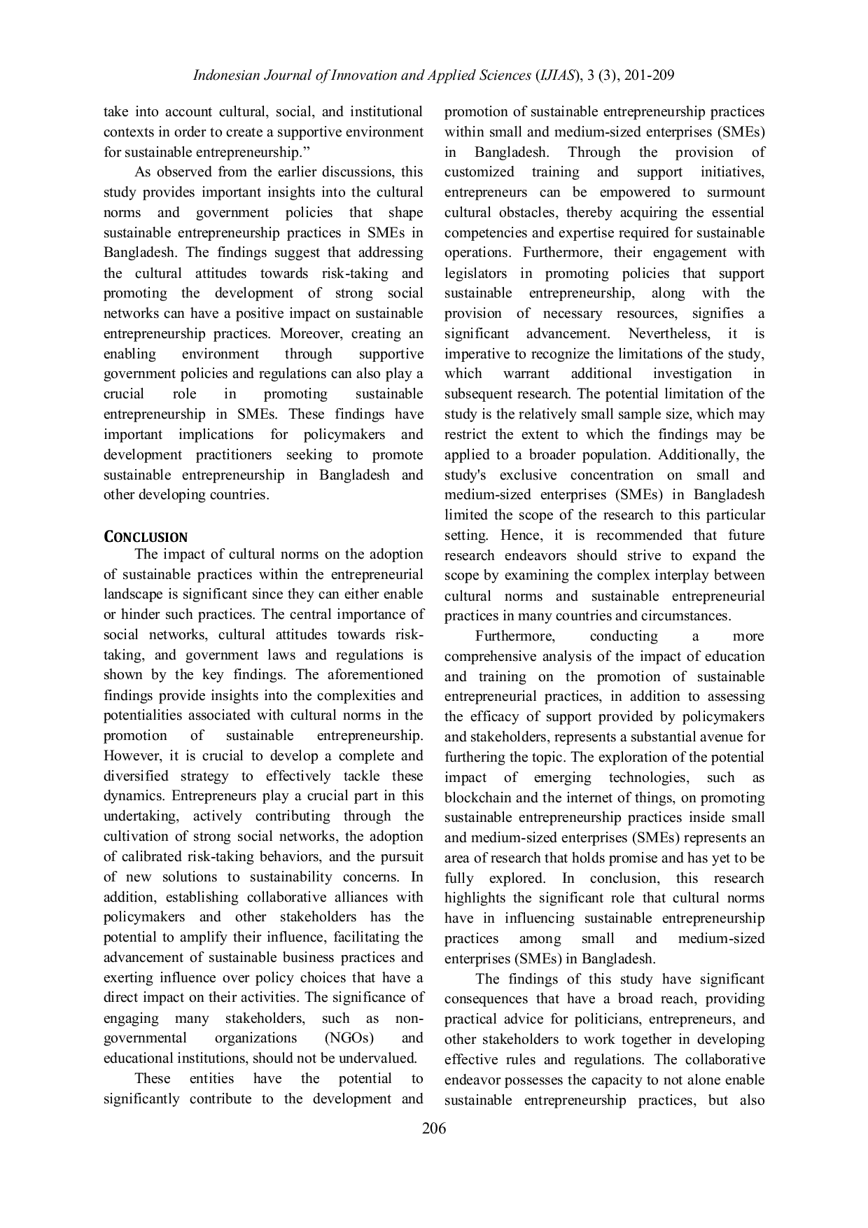 JURIS The Impact of Cultural Norms on Sustainable Entrepreneurship Practices in SMEs of Bangladesh