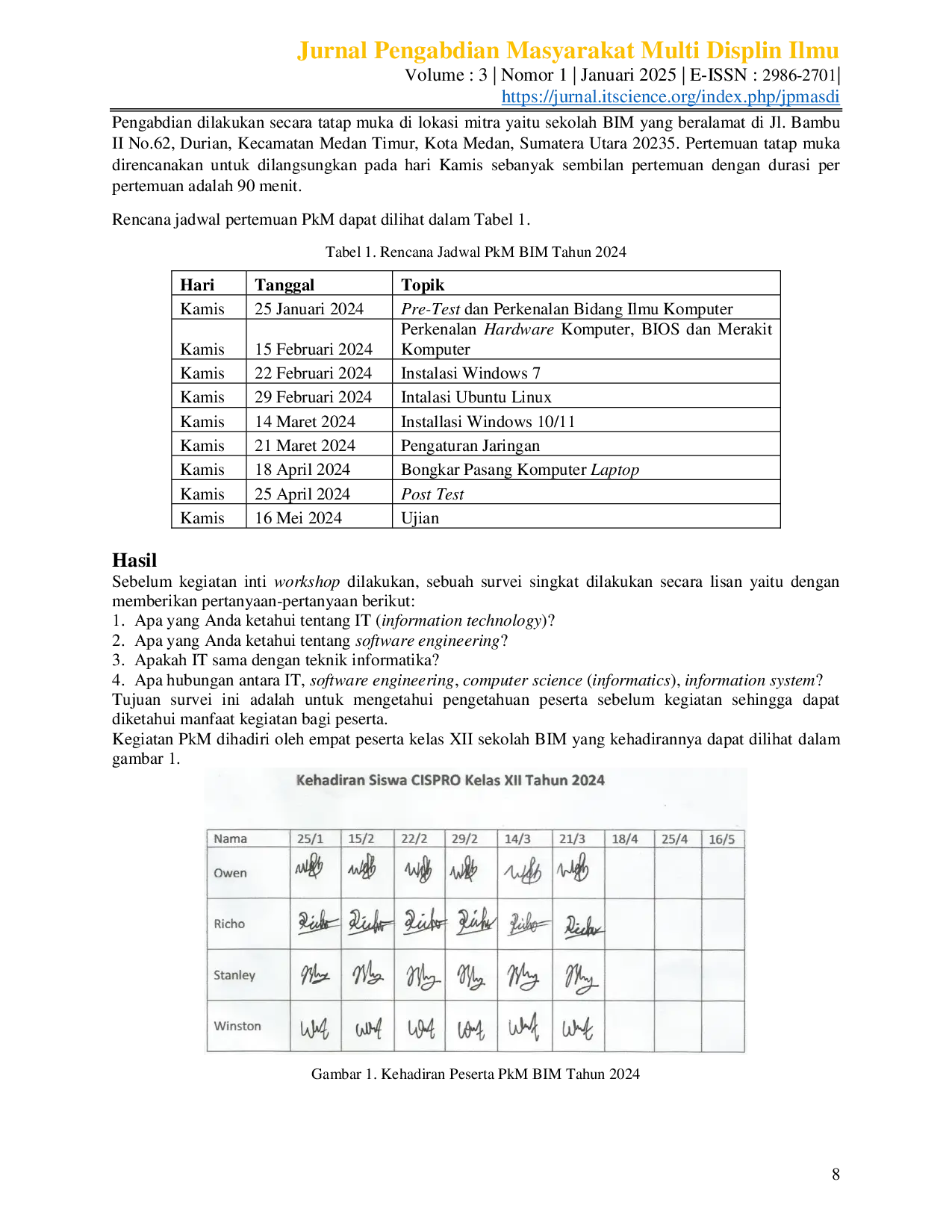 JURIS Pengenalan Dasar Komputer Dan Bidang Ilmu Komputer Kepada Siswa Kelas Xii Pada Sekolah Bangun Insan Mandiri