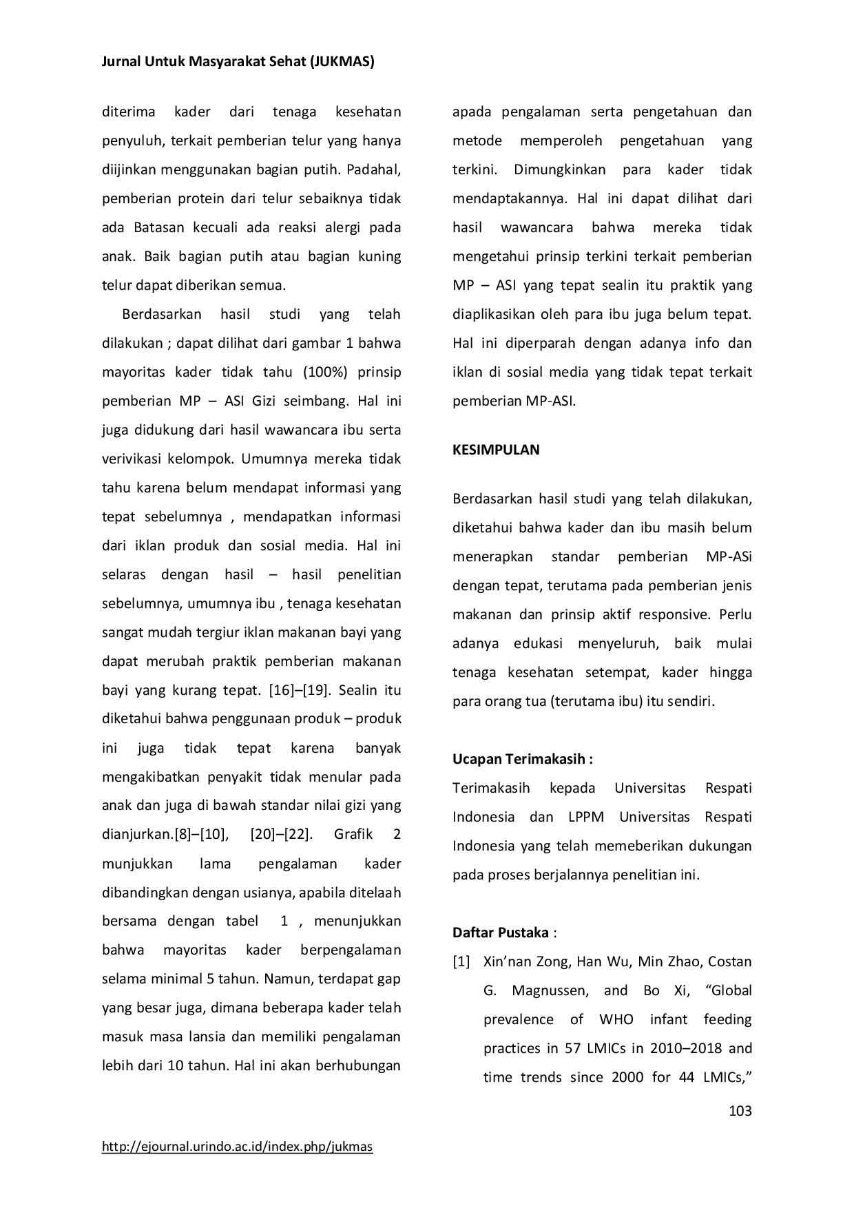 JURIS Survei Penerapan Prinsip Who dan Unicef Dalam Pemberian Makanan Pendamping Air Susu Ibu MP ASI Studi Eksplanatori