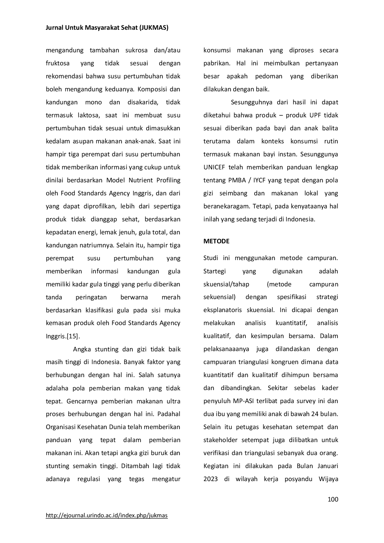 JURIS Survei Penerapan Prinsip Who dan Unicef Dalam Pemberian Makanan Pendamping Air Susu Ibu MP ASI Studi Eksplanatori