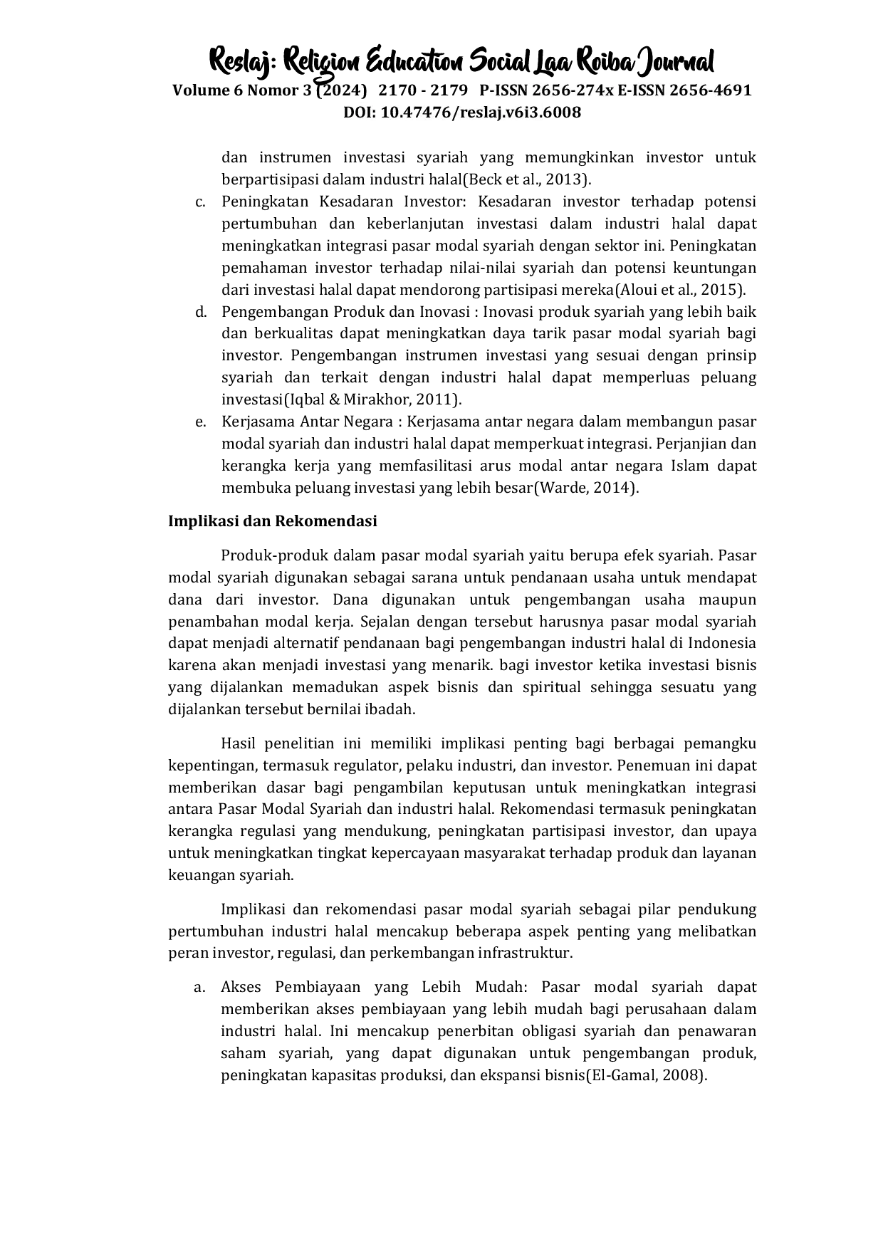 JURIS Pasar Modal Syariah sebagai Pilar Pendukung Pertumbuhan Industri Halal Sebuah Tinjauan Komprehensif