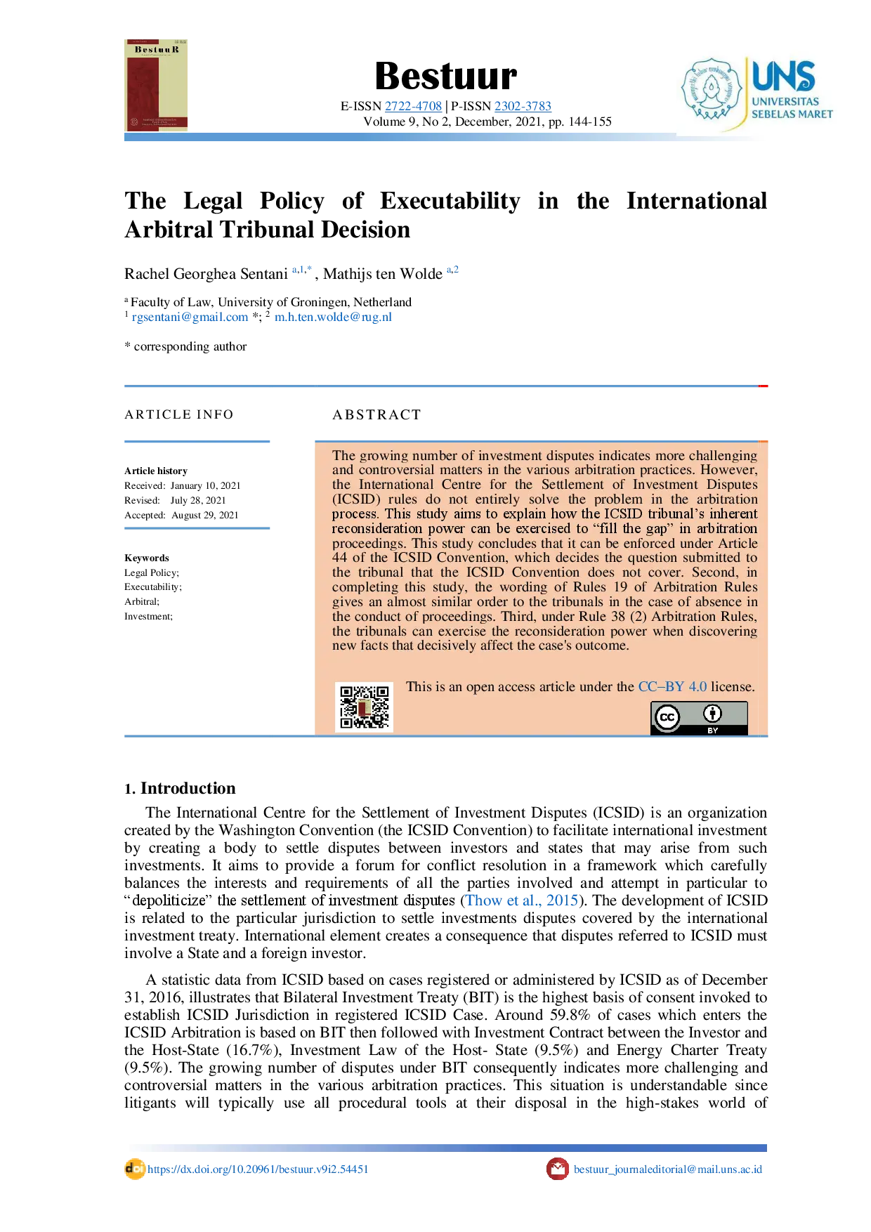 juris The Legal Policy of Executability in the International Arbitral Tribunal Decision