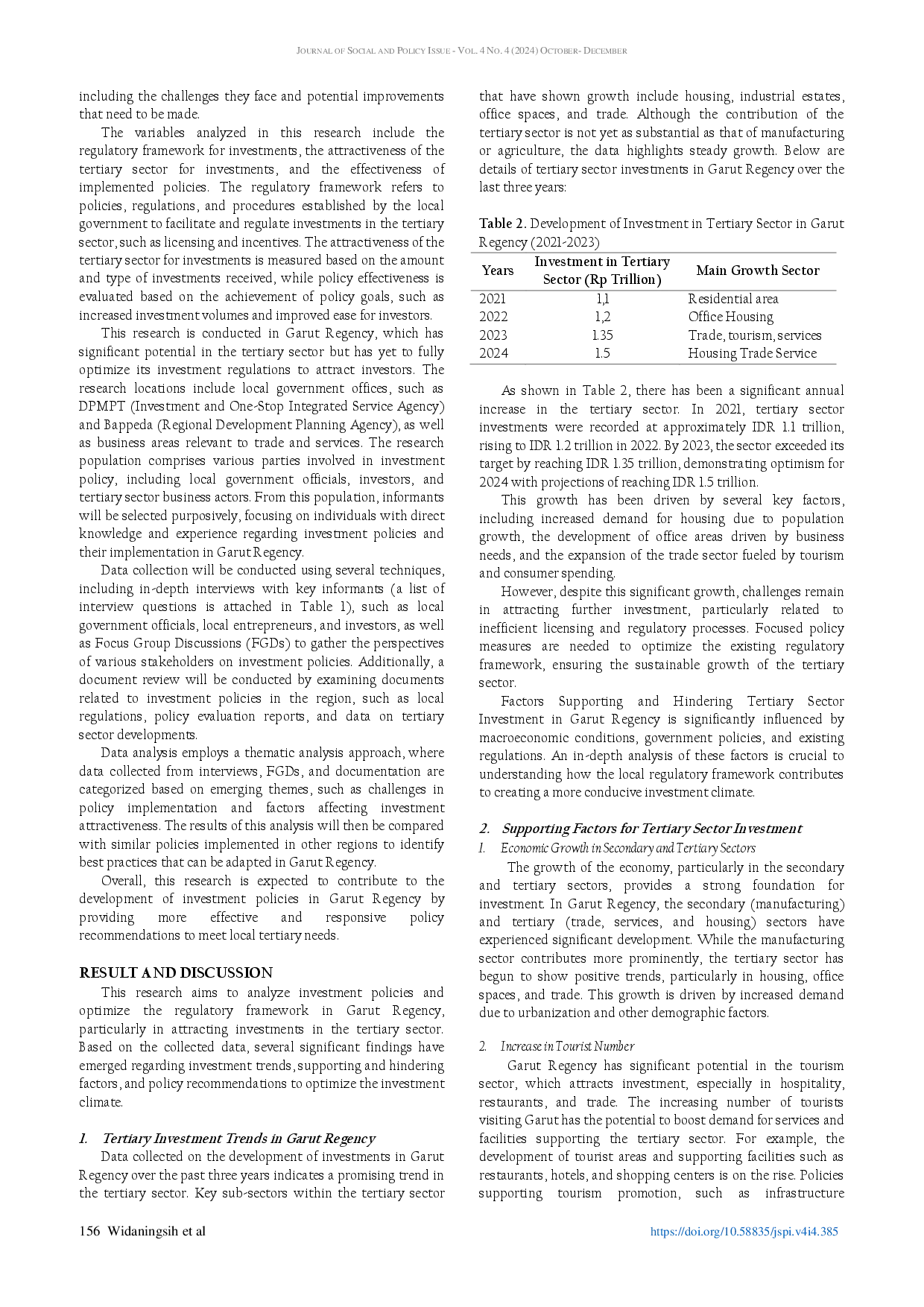 juris Optimization of the Regulatory Framework to Attract Tertiary Sector Investment A Policy Analysis in Garut Regency