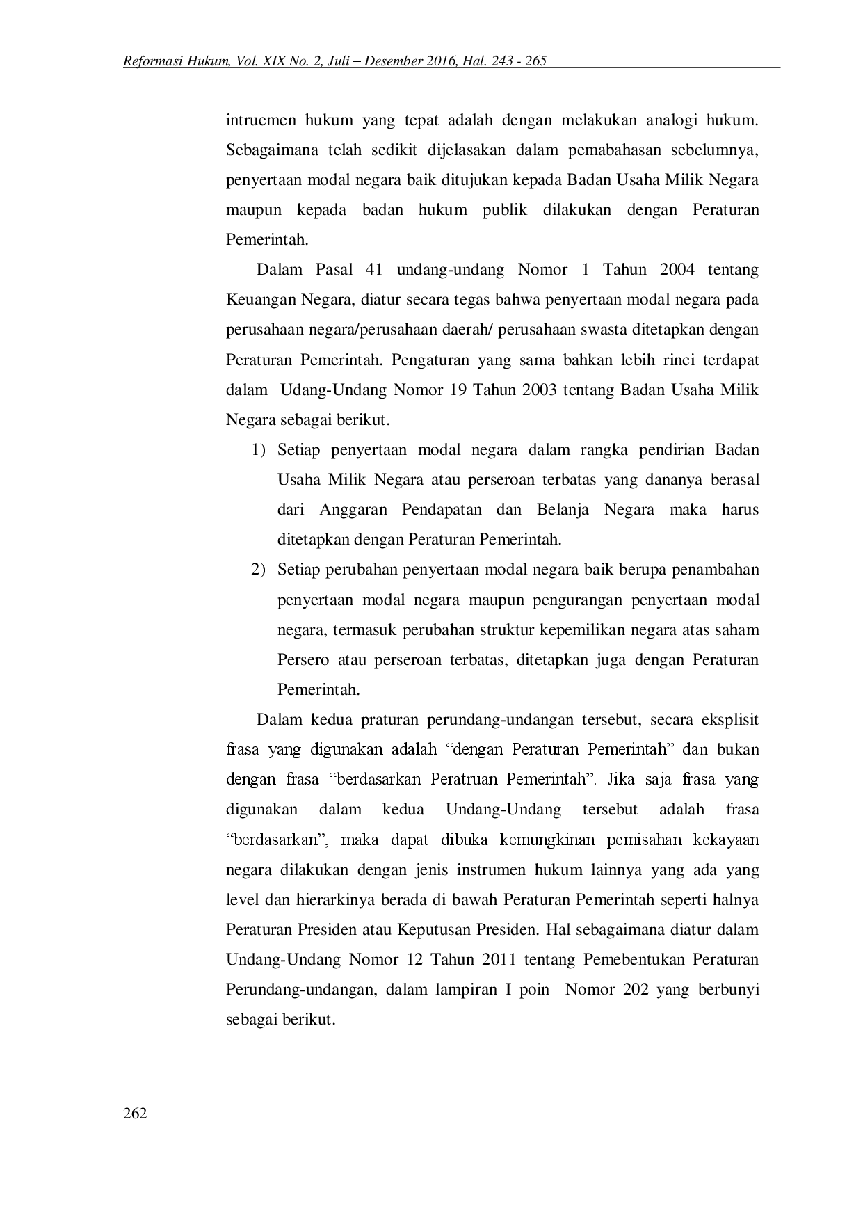 juris Aspek Hukum Pengaturan Penyertaan Modal Negara Kepada Lembaga Keuangan Internasional