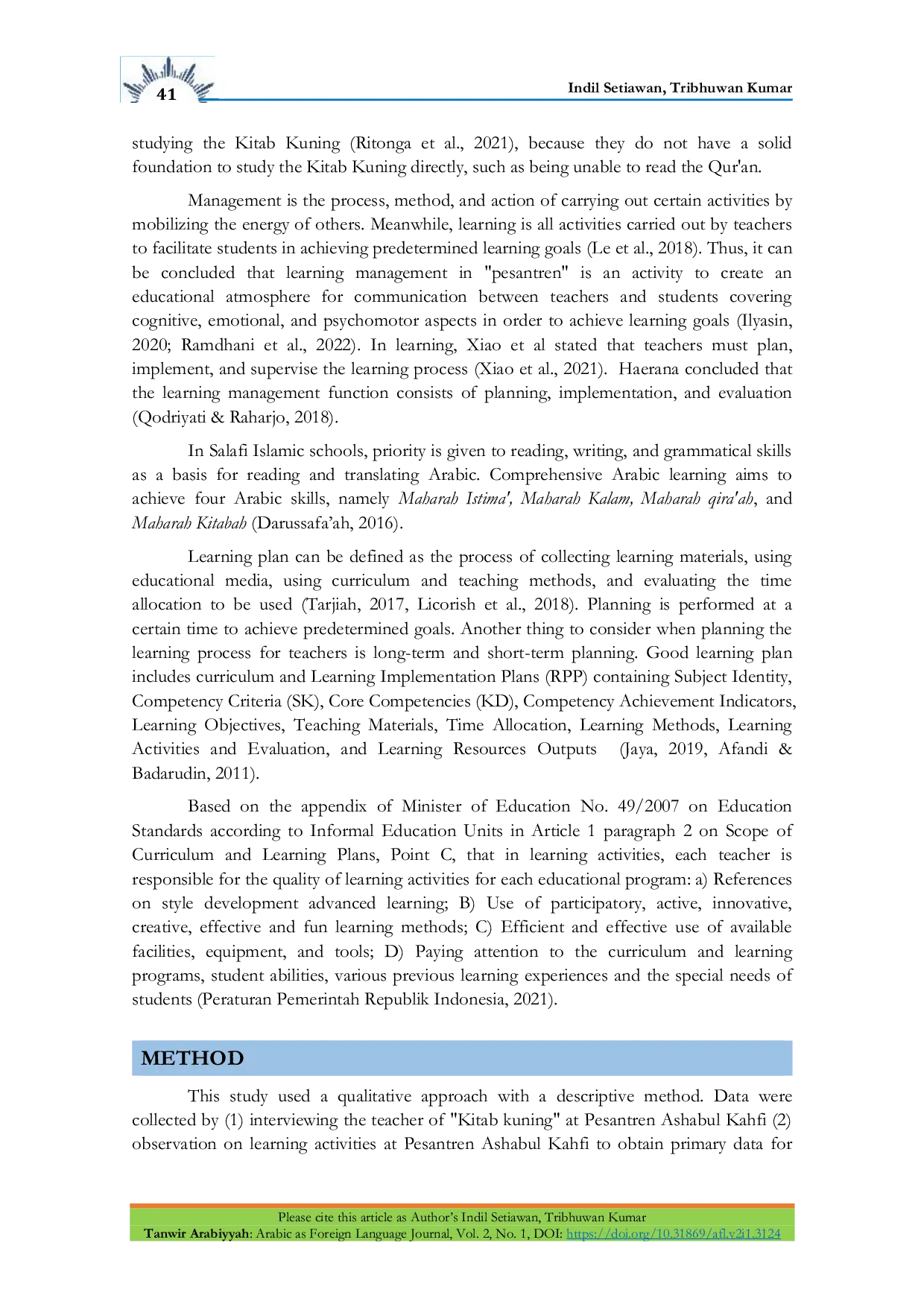 JURIS Learning Management of Kitab Kuning at Pesantren Ashabul Kahfi