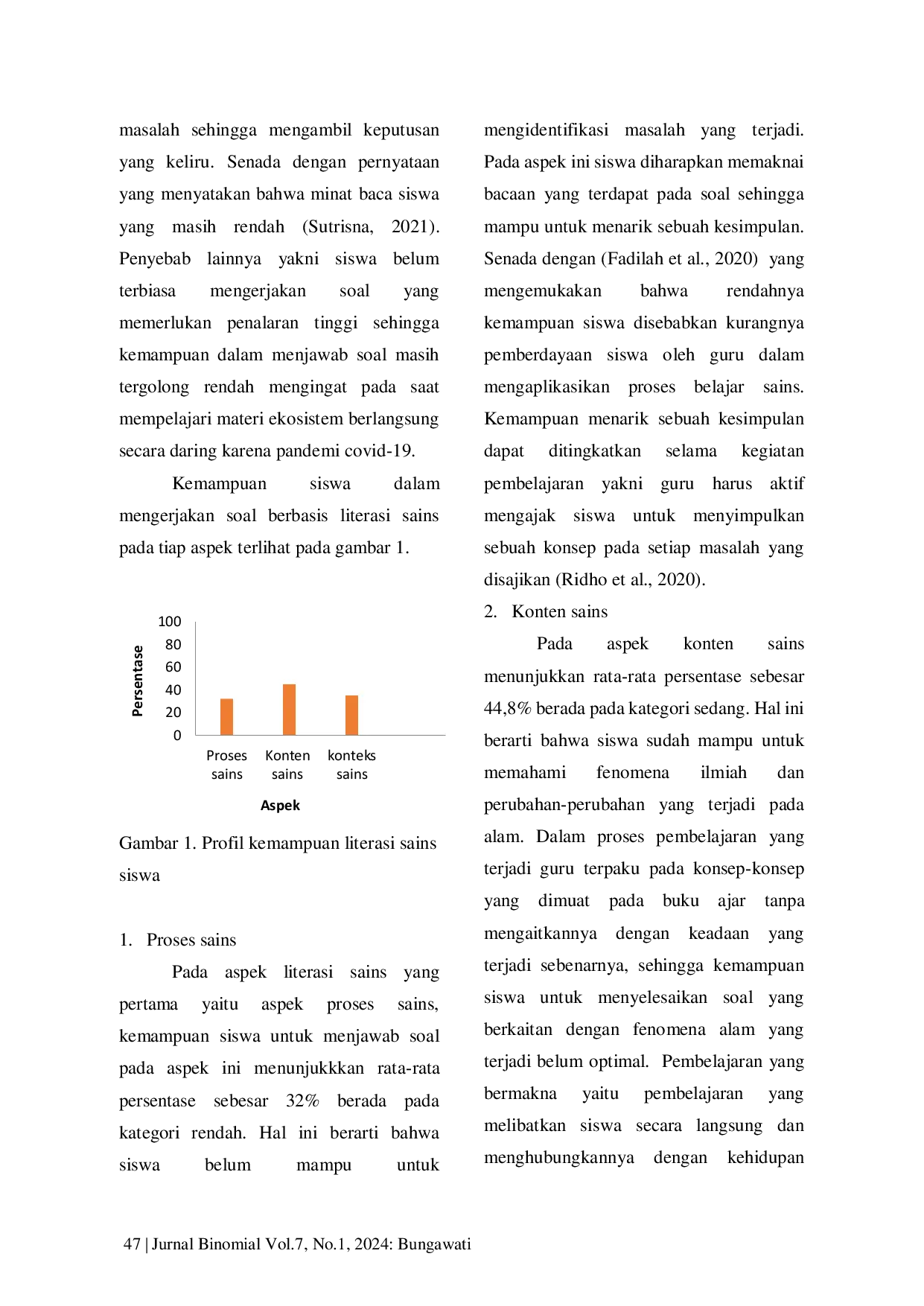 JURIS Profil Kemampuan Literasi Sains Siswa Pada Materi Ekosistem