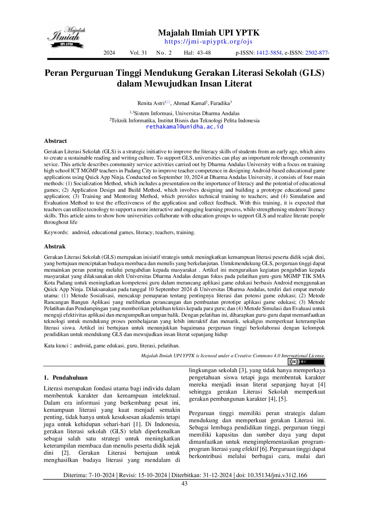 JURIS Peran Perguruan Tinggi Mendukung Gerakan Literasi Sekolah GLS dalam Mewujudkan Insan Literat