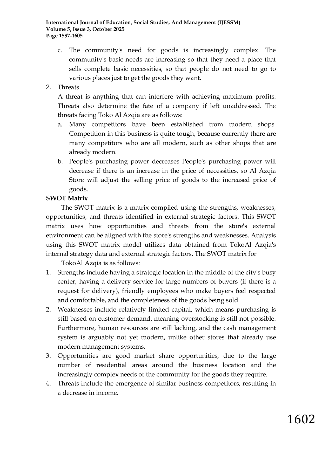 JURIS Strategy Analysis in the Management and Development of the Al Azqia Shop Business