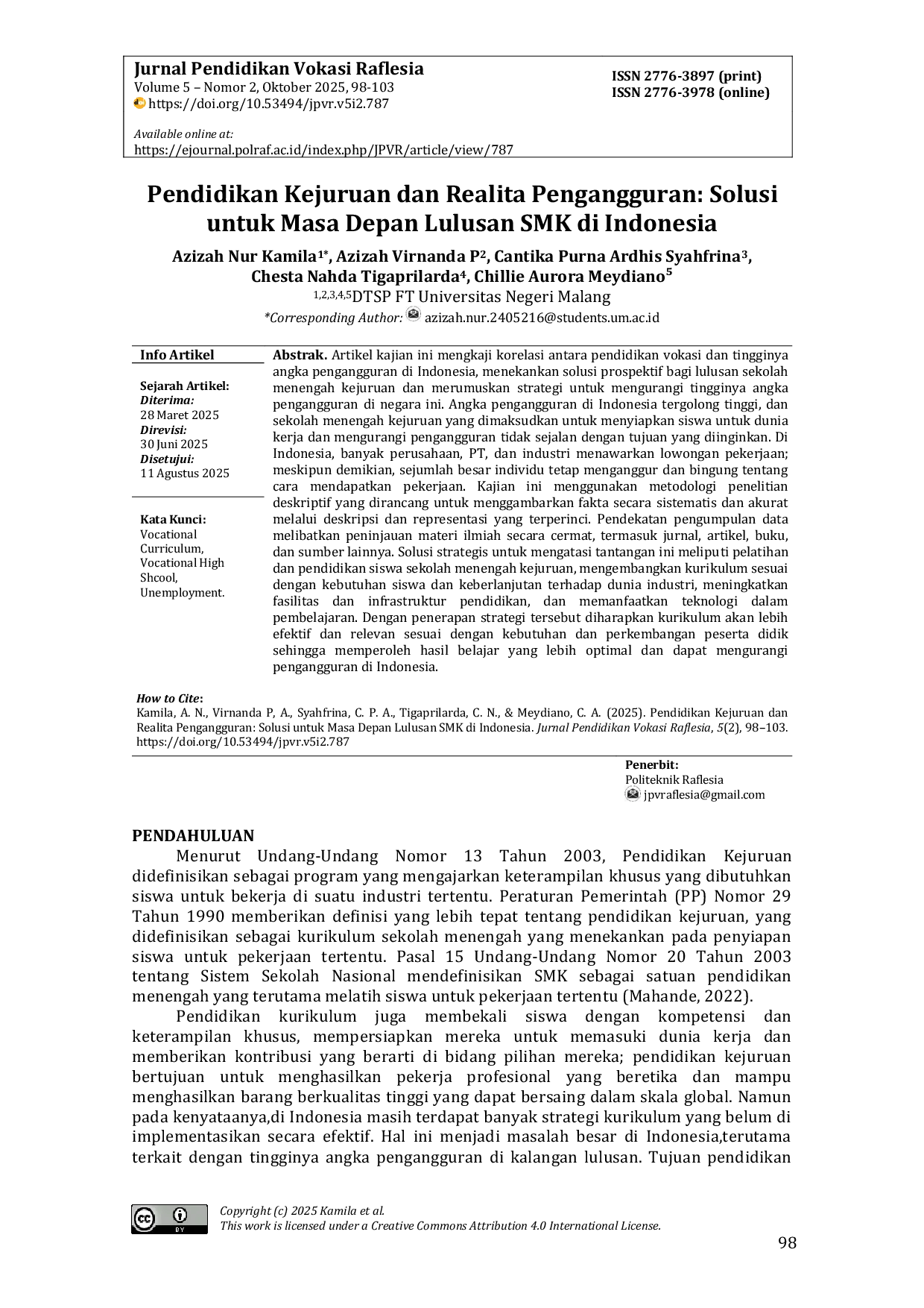 JURIS Pendidikan Kejuruan dan Realita Pengangguran Solusi untuk Masa Depan Lulusan SMK di Indonesia
