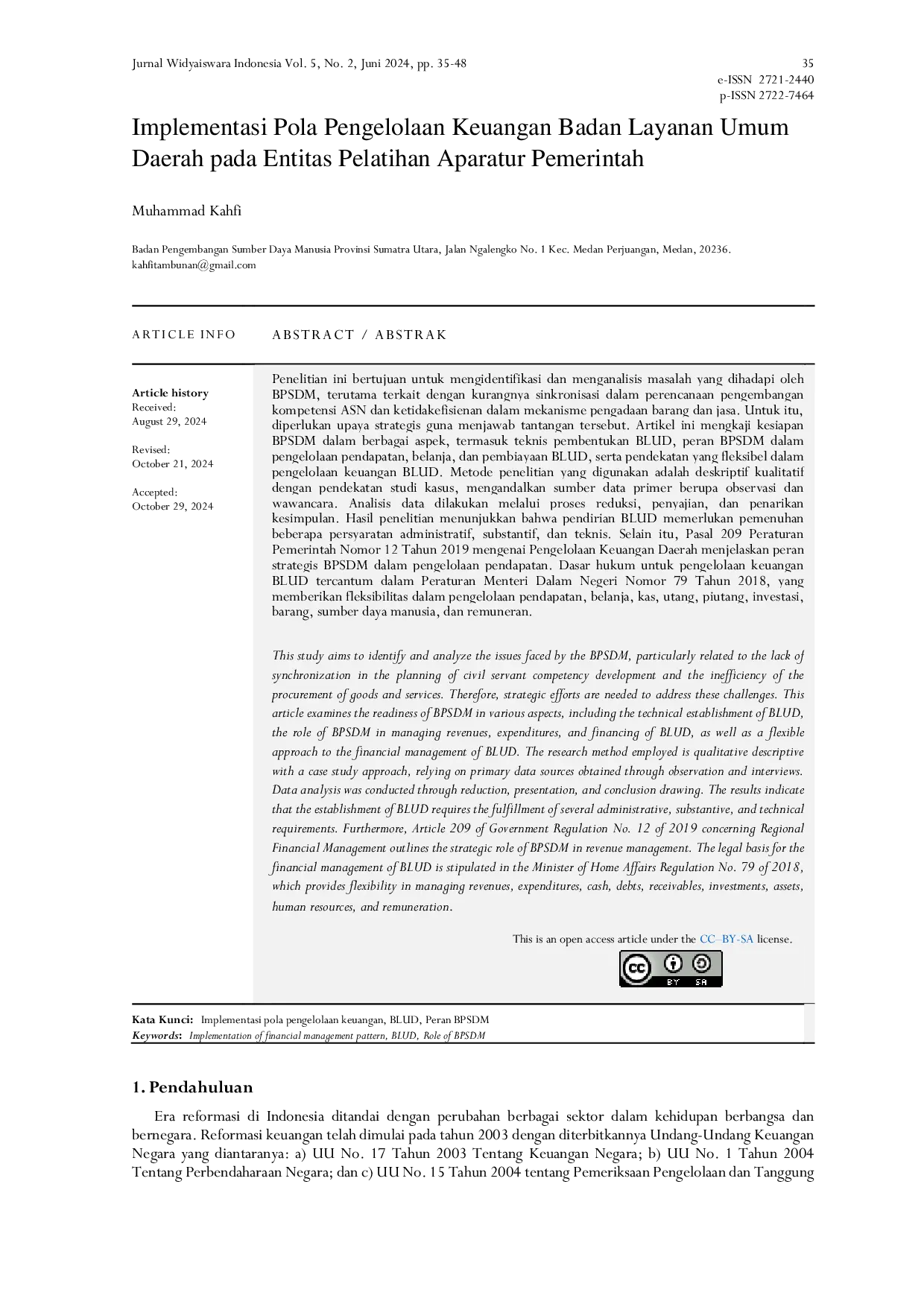 JURIS Implementasi Pola Pengelolaan Keuangan Badan Layanan Umum Daerah pada Entitas Pelatihan Aparatur Pemerintah