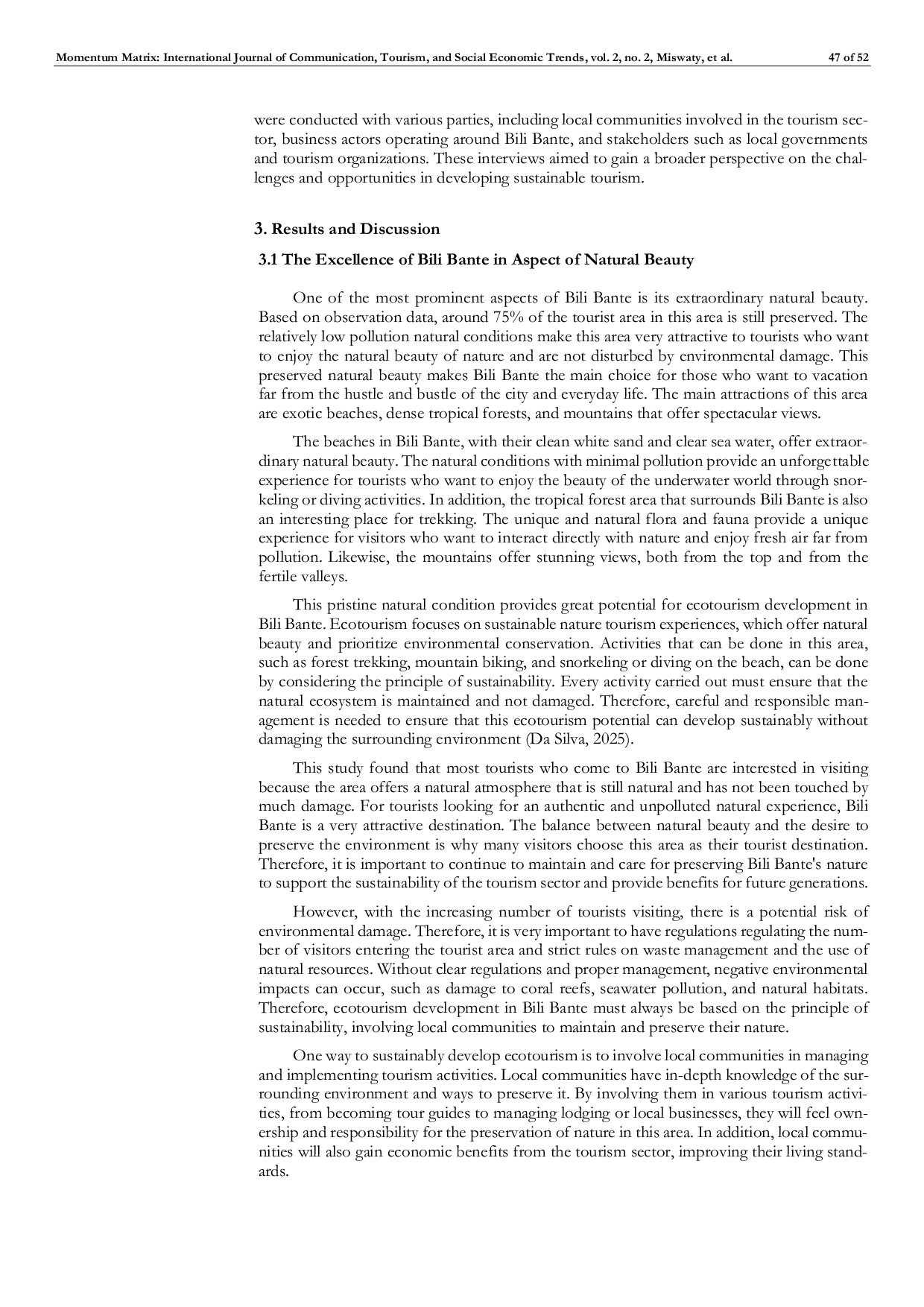 JURIS Bili Bante Tourism Potential as a Sustainable Tourism Destination Strategy and Challenge Study