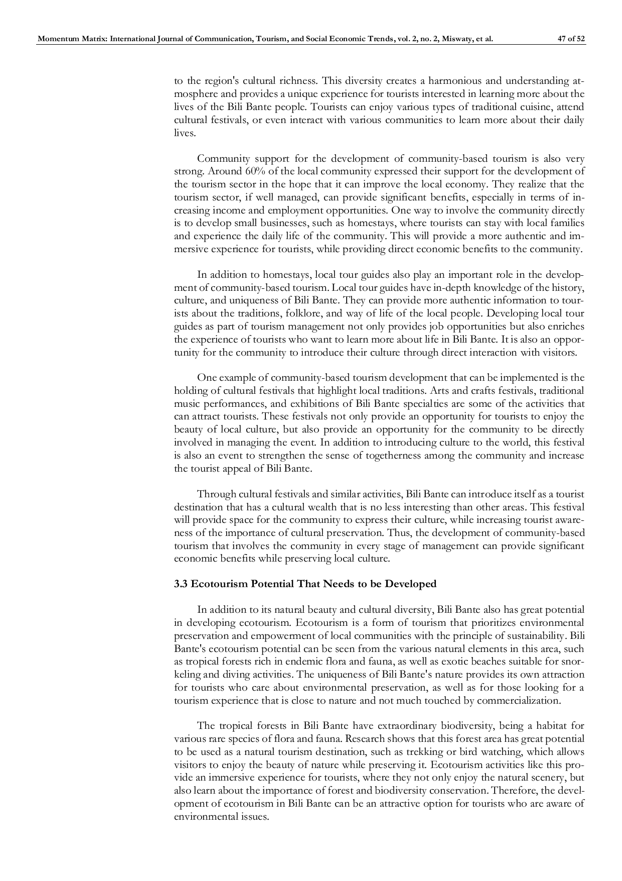 JURIS Bili Bante Tourism Potential as a Sustainable Tourism Destination Strategy and Challenge Study