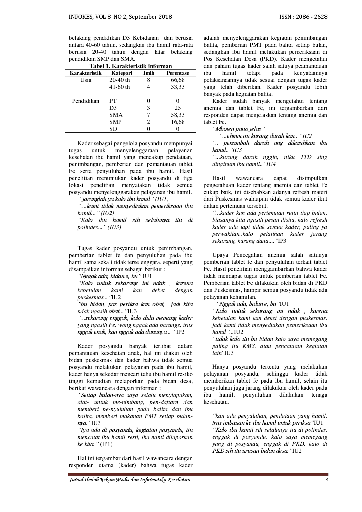 juris Keterlibatan Kader Posyandu dalam Pemantauan Konsumsi Tablet Fe pada Pencegahan Anemia Ibu Hamil di Kabupaten Banyumas