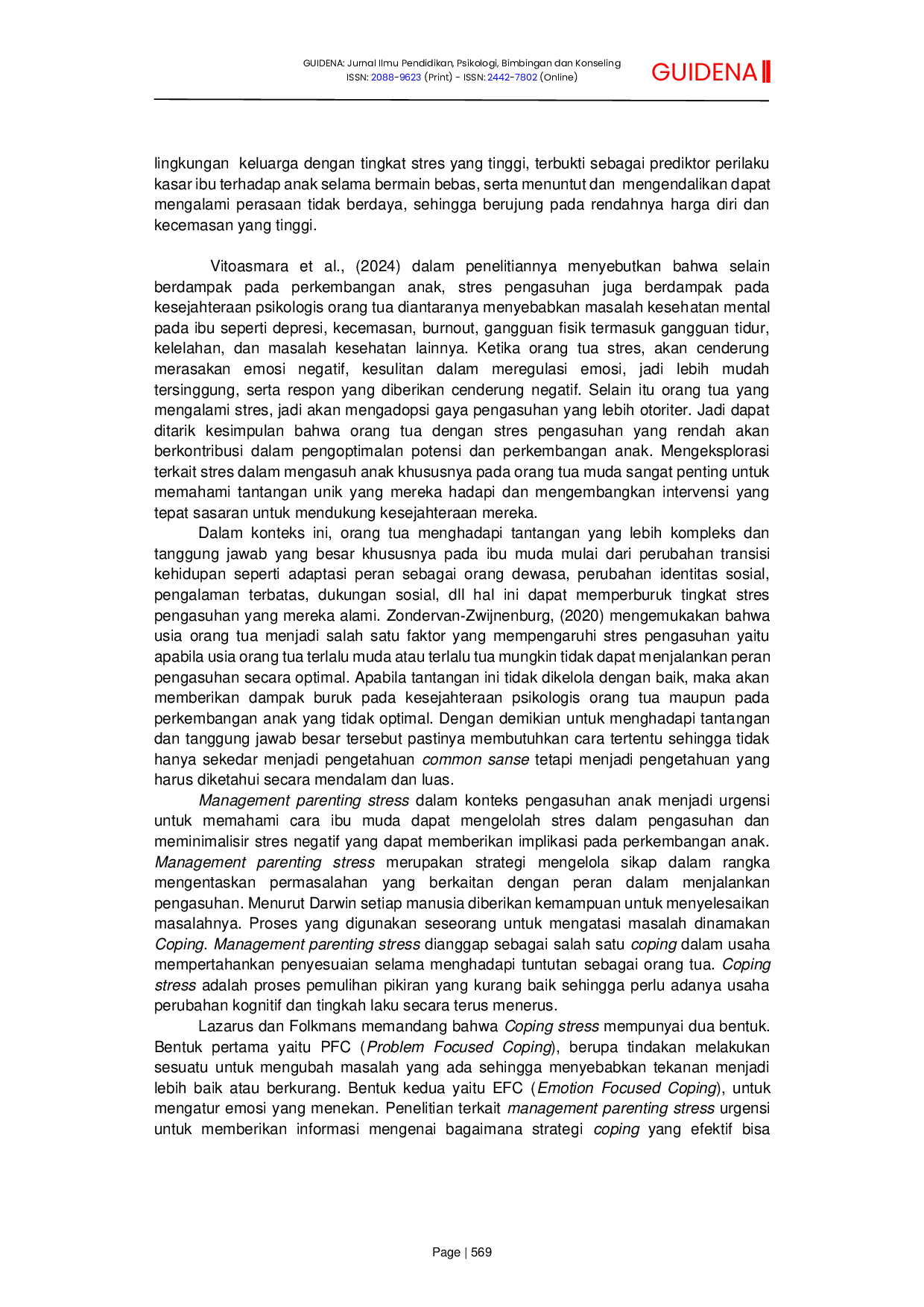 JURIS Hubungan antara Management Parenting Stress terhadap Tingkat Stres Pengasuhan pada Ibu Muda