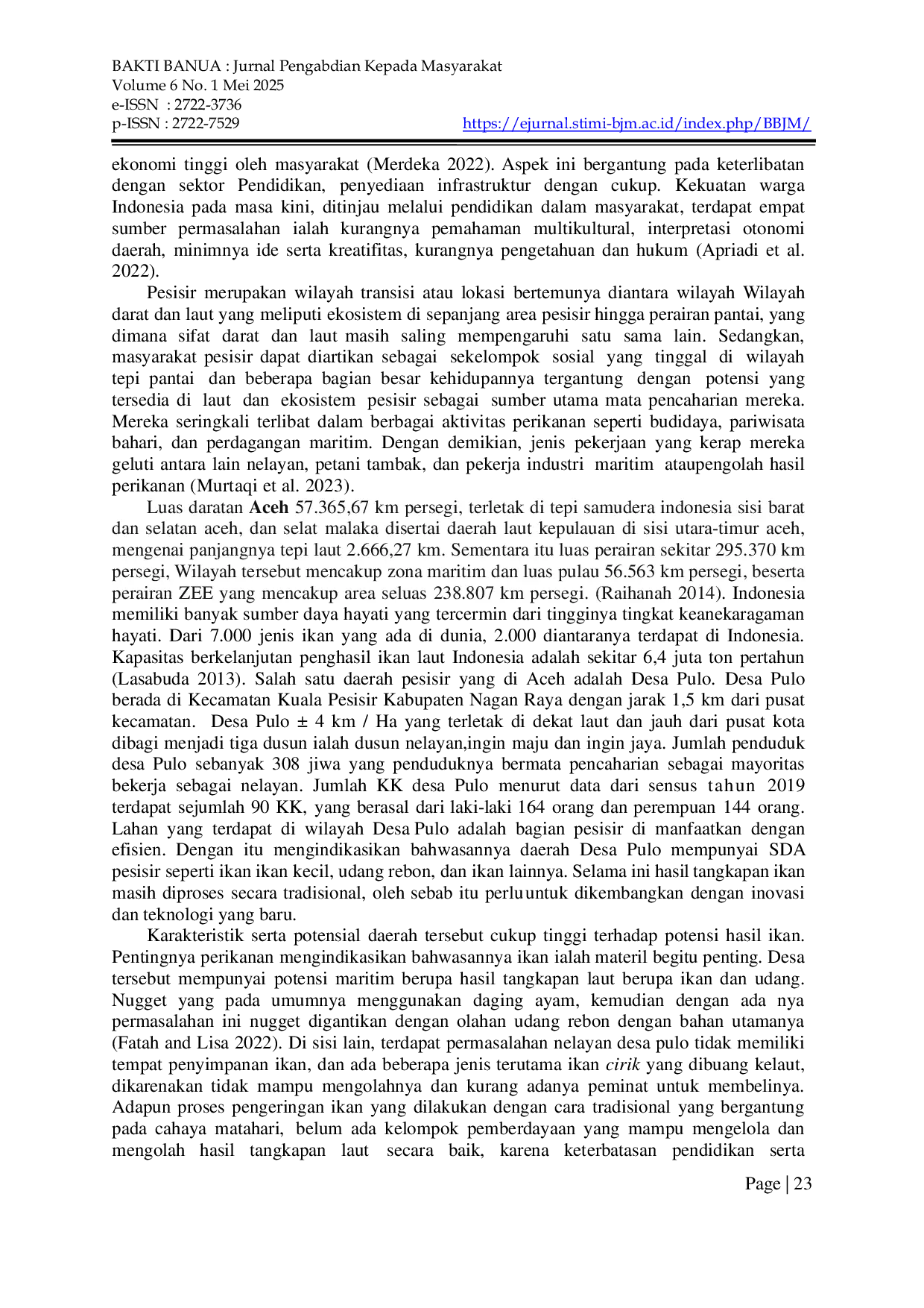 JURIS LENTERA PESISIR PENGUATAN SDM DALAM MEWUJUDKAN DESA MARITIM BERKELANJUTAN YANG BERDIKARI MELALUI CAPACITY BUILDING DI DESA PULO