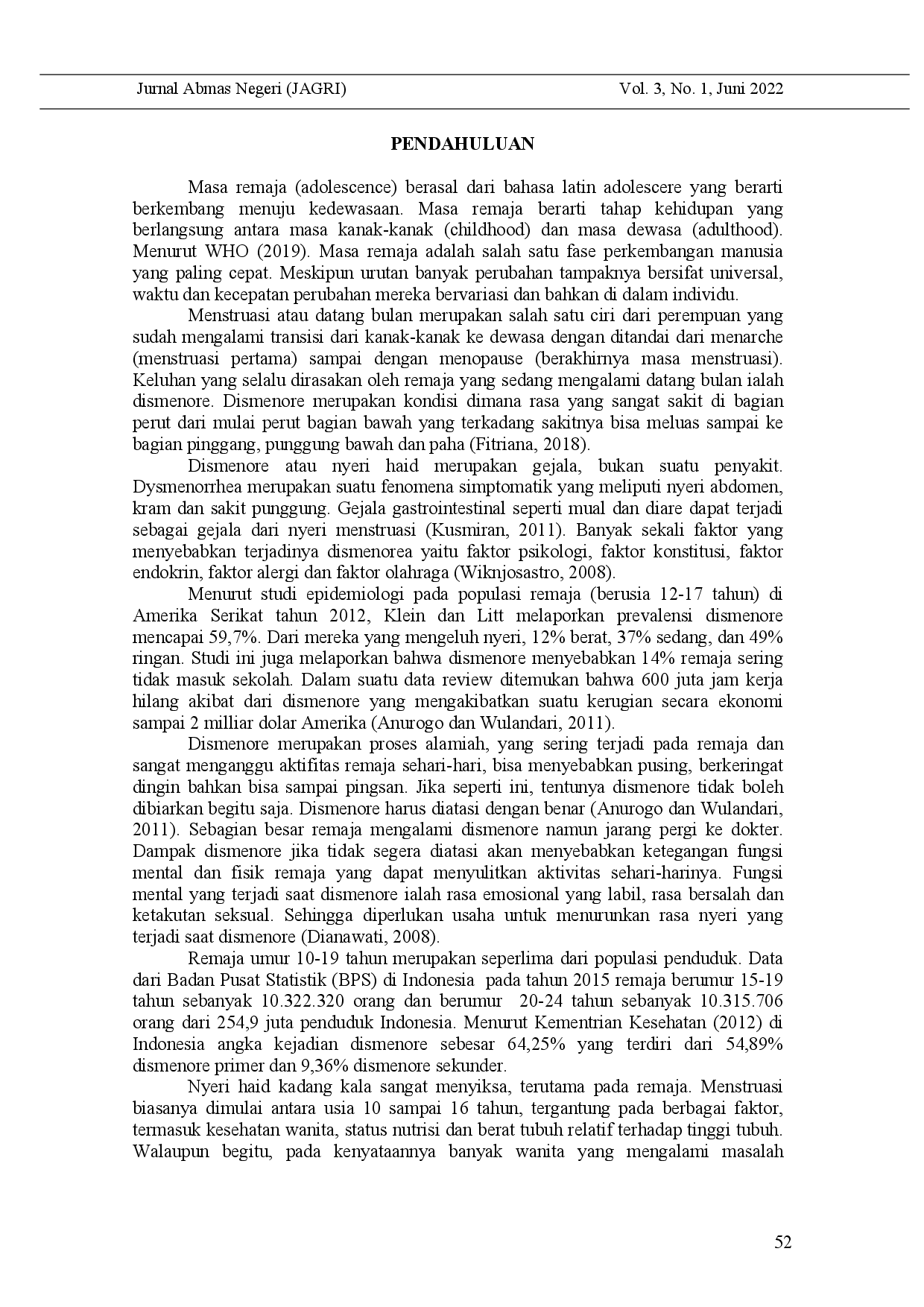 juris Penatalaksanaan Dismenore pada Remaja Putri